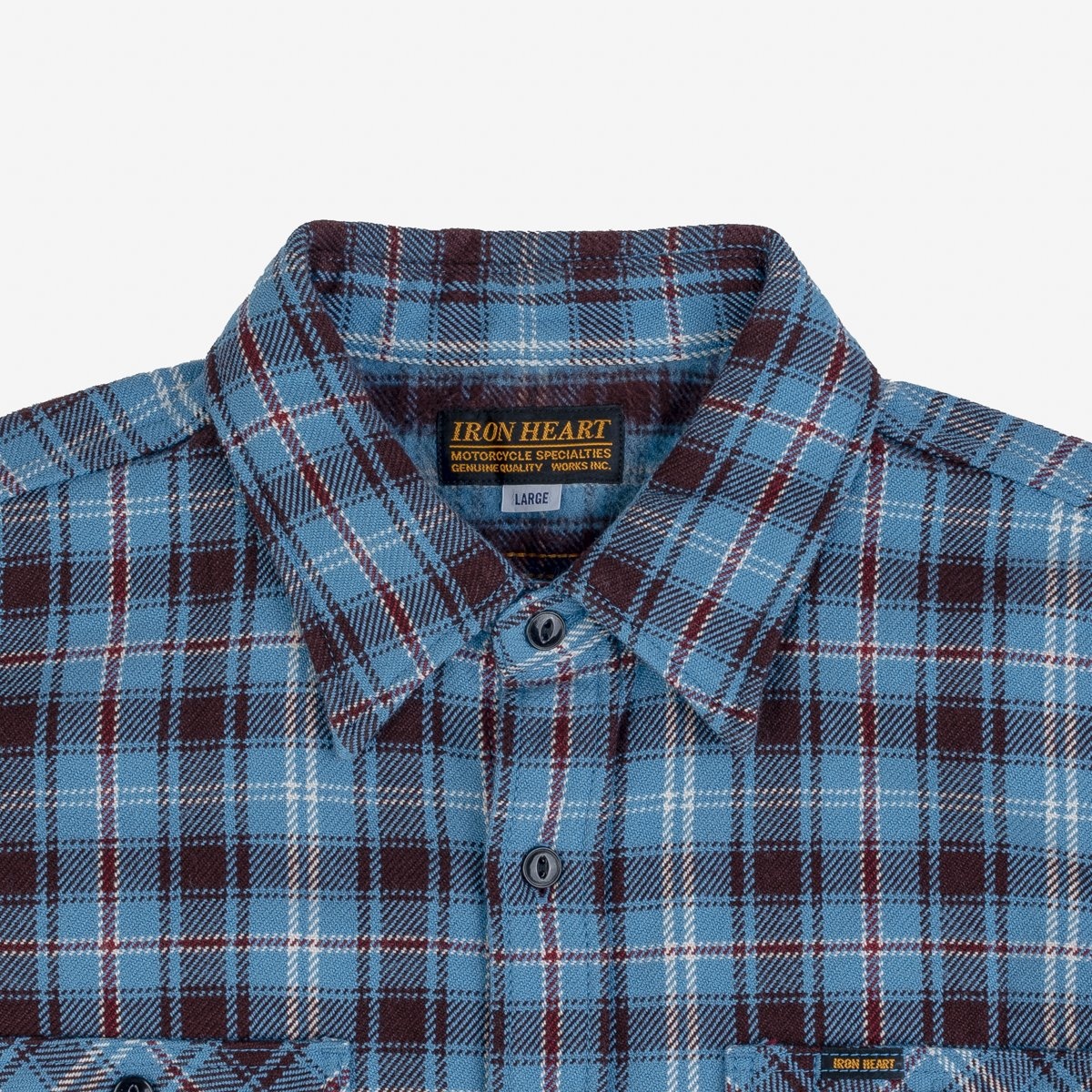 Ultra Heavy Flannel Blanket Check Work Shirt - Sax Blue - 7