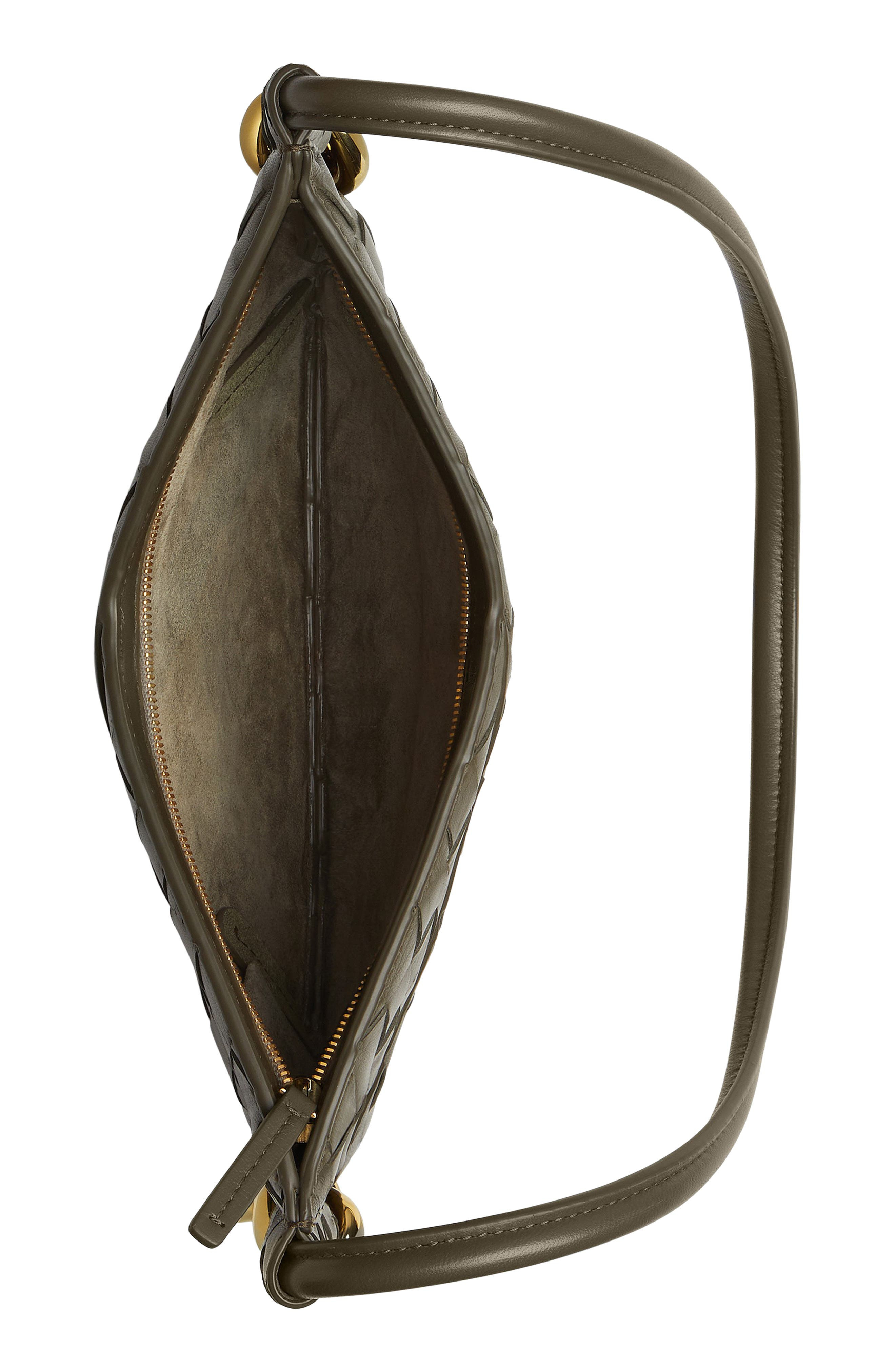 Bottega Veneta Mini Solstice Intrecciato Leather Hobo Bag in 3230 Cypress-Muse Brass at Nordstrom - 3