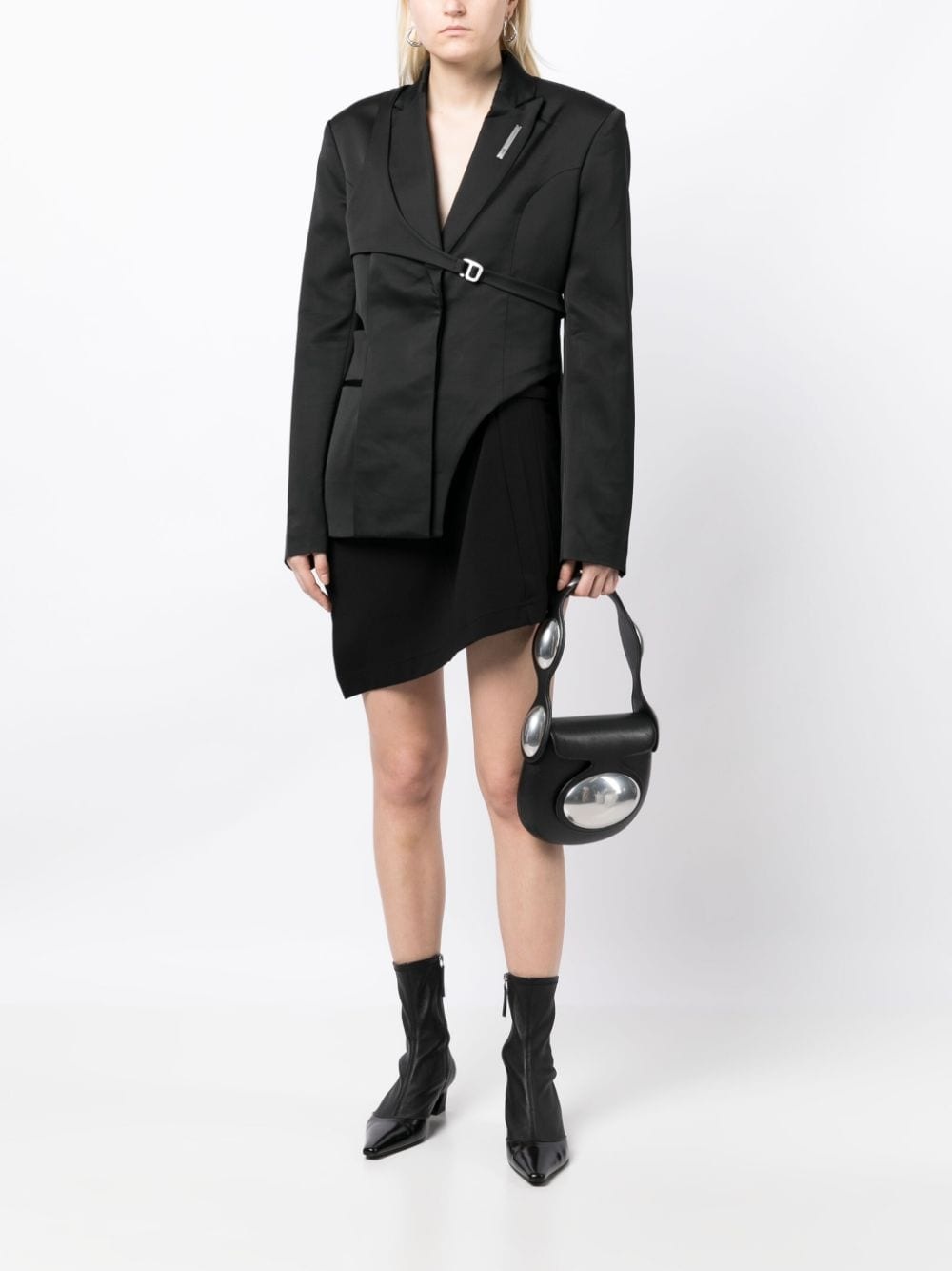 logo-plaque asymmetric-design blazer - 2
