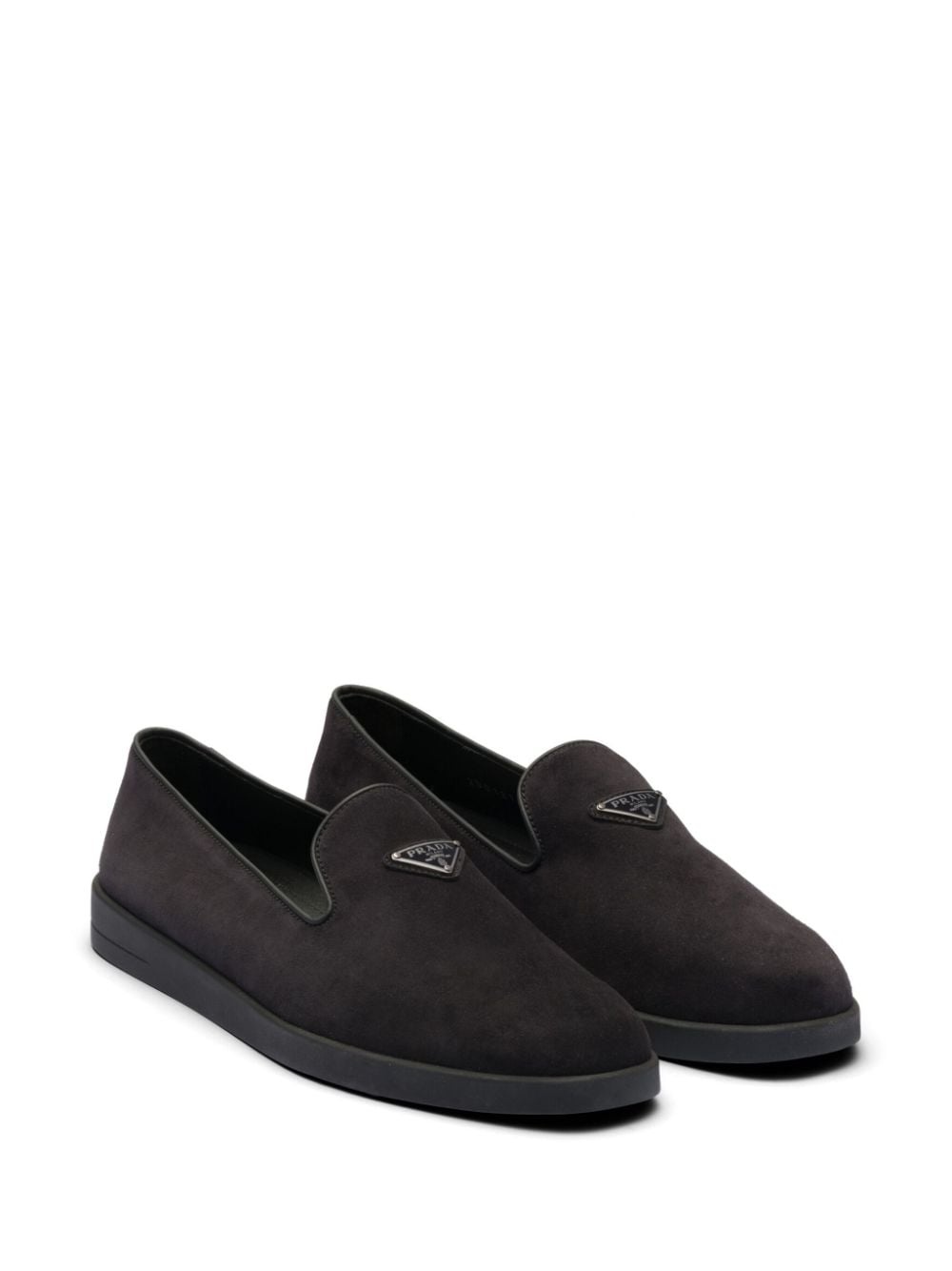 logo-plaque suede loafers - 2