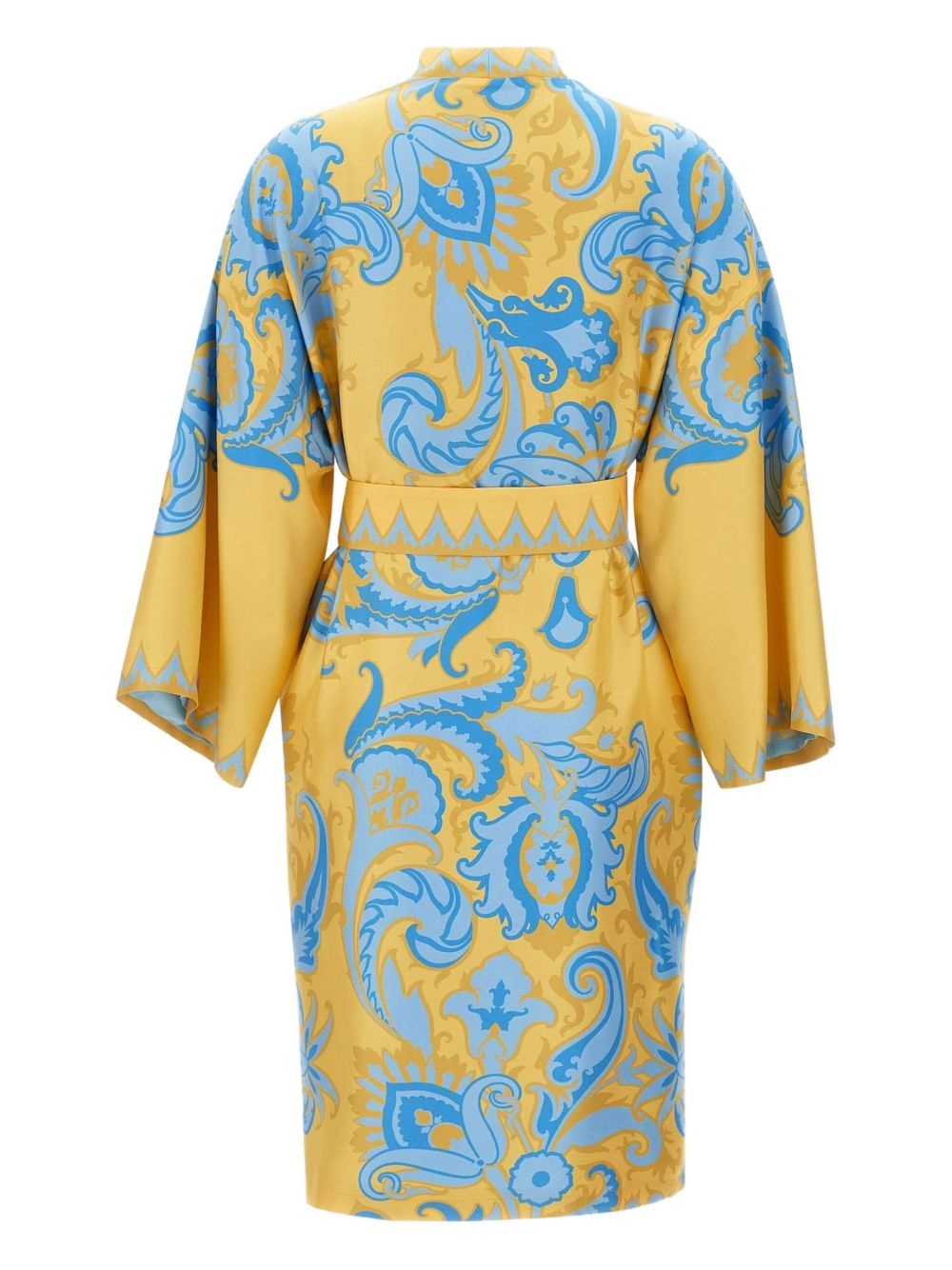 ornate-print belted robe dress - 5