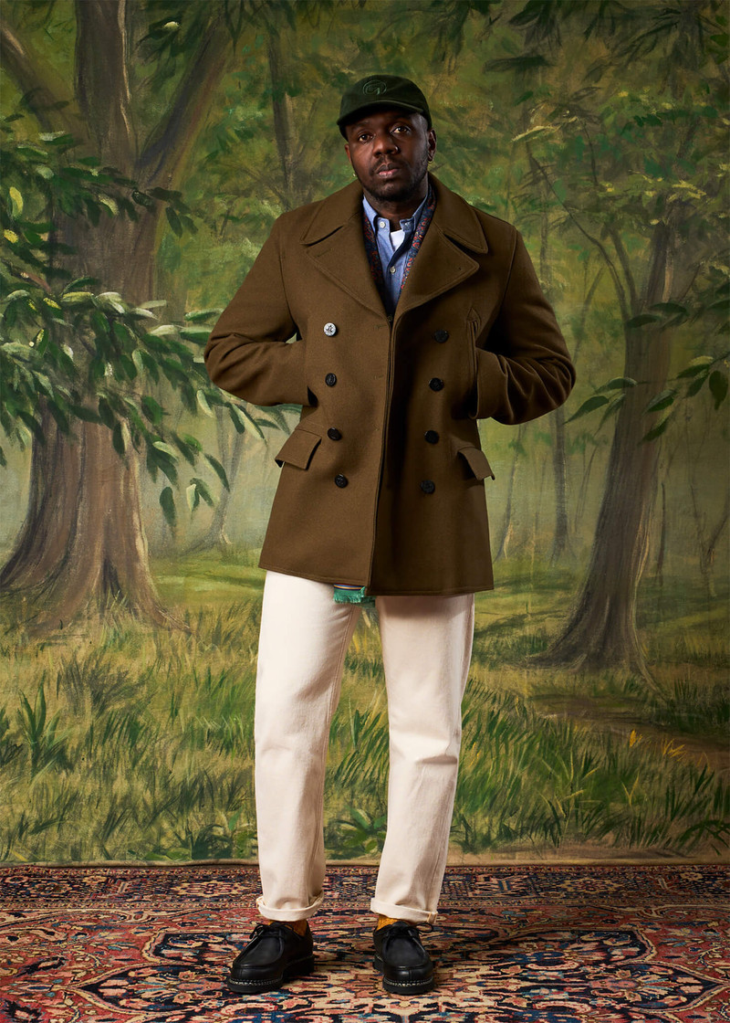 GLOVERALL Men's Churchill Peacoat Loden outlook