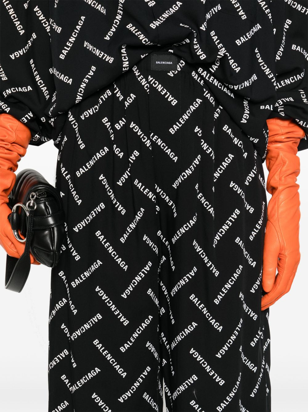 logo-print poplin palazzo pants - 5