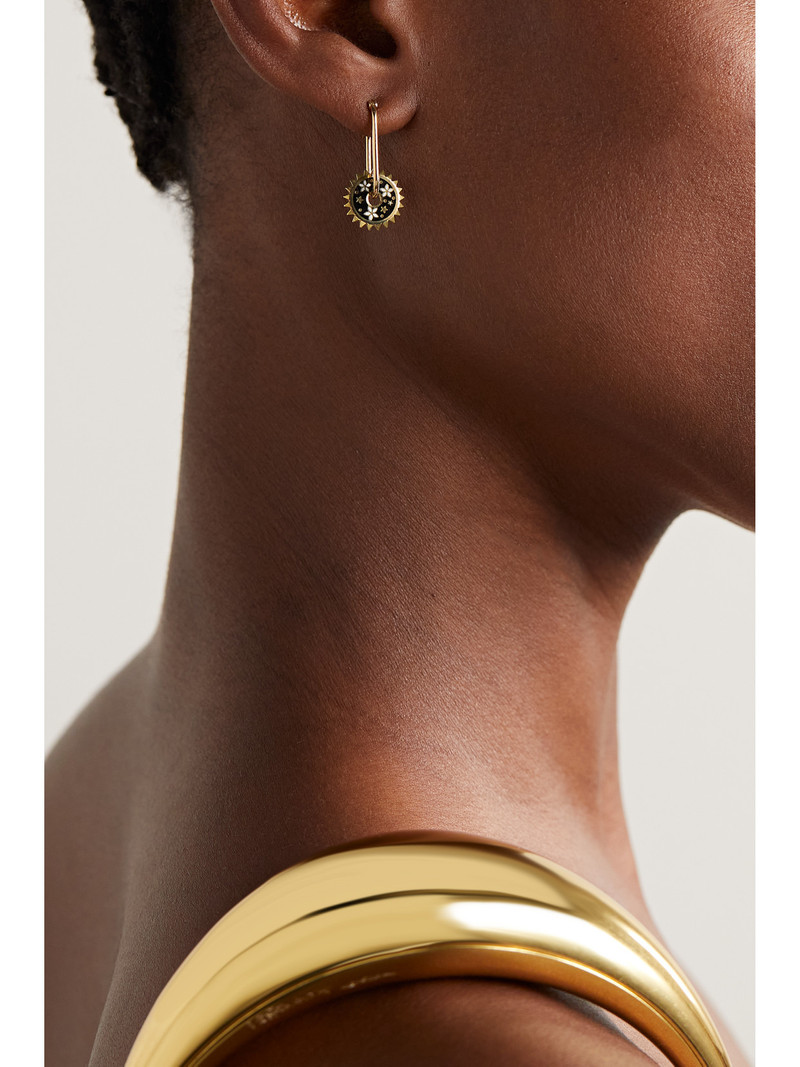 FOUNDRAE Small Blossom 18-karat Gold And Enamel Single Earring outlook