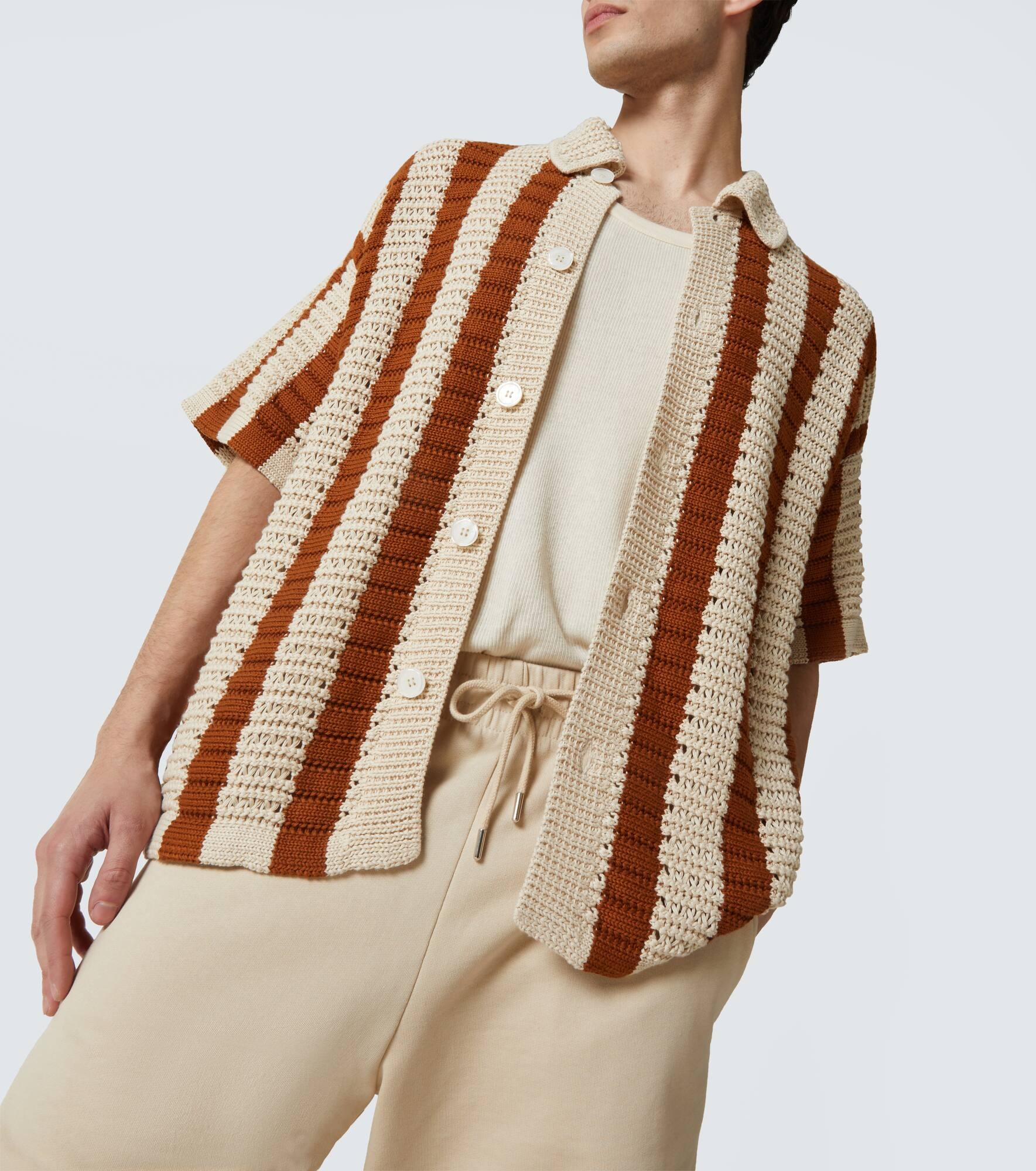 Thomas crochet cotton bowling shirt - 5