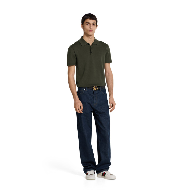 GUCCI Silk cotton knit polo shirt outlook
