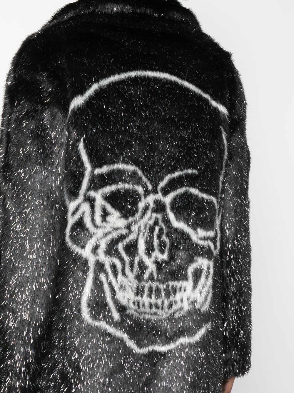 skull-print faux-fur coat - 5