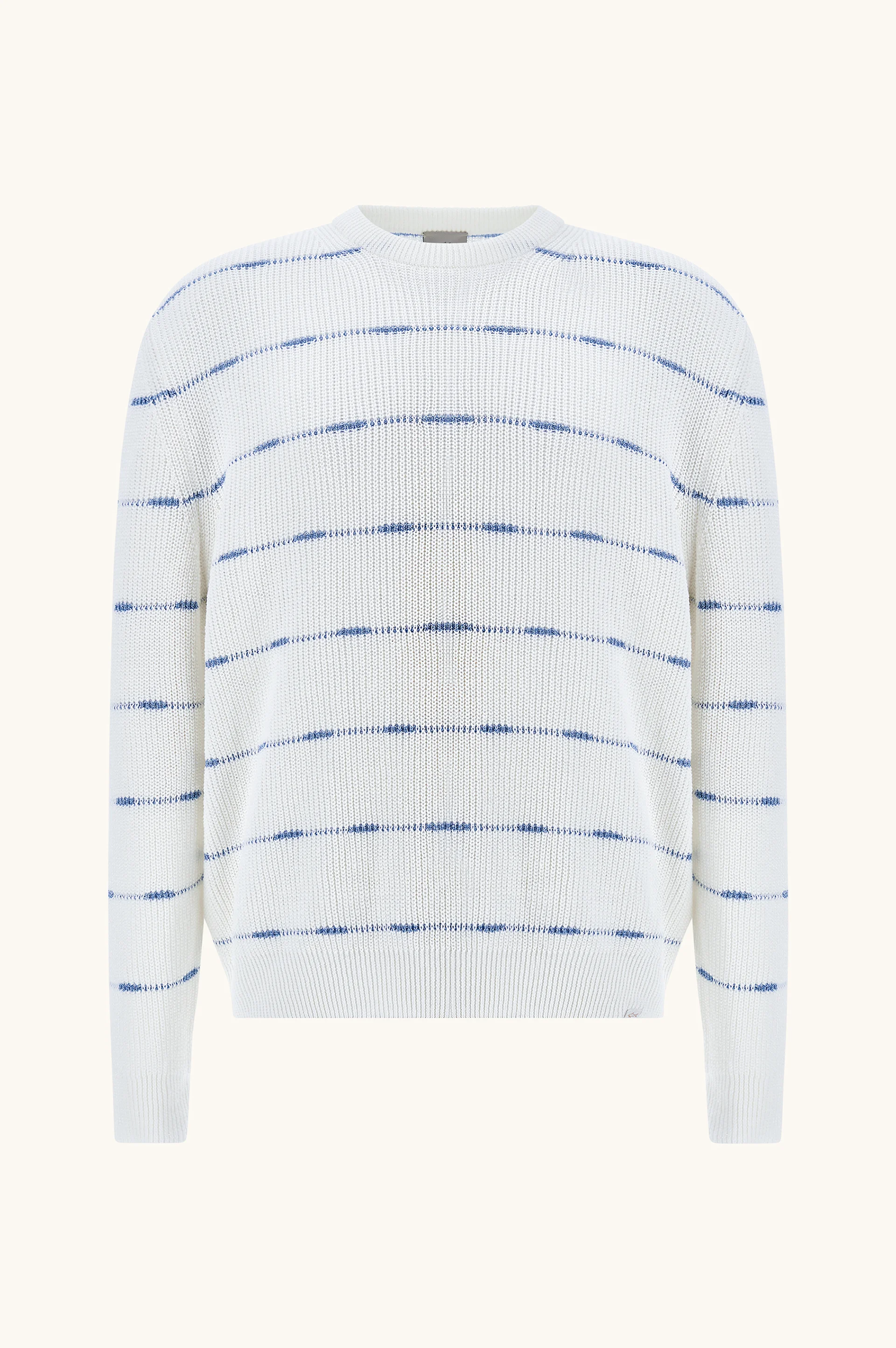 CREW‑NECK SWEATER IN LINEN AND COTTON URUKAI WITH STRIPED PATTERN - 1