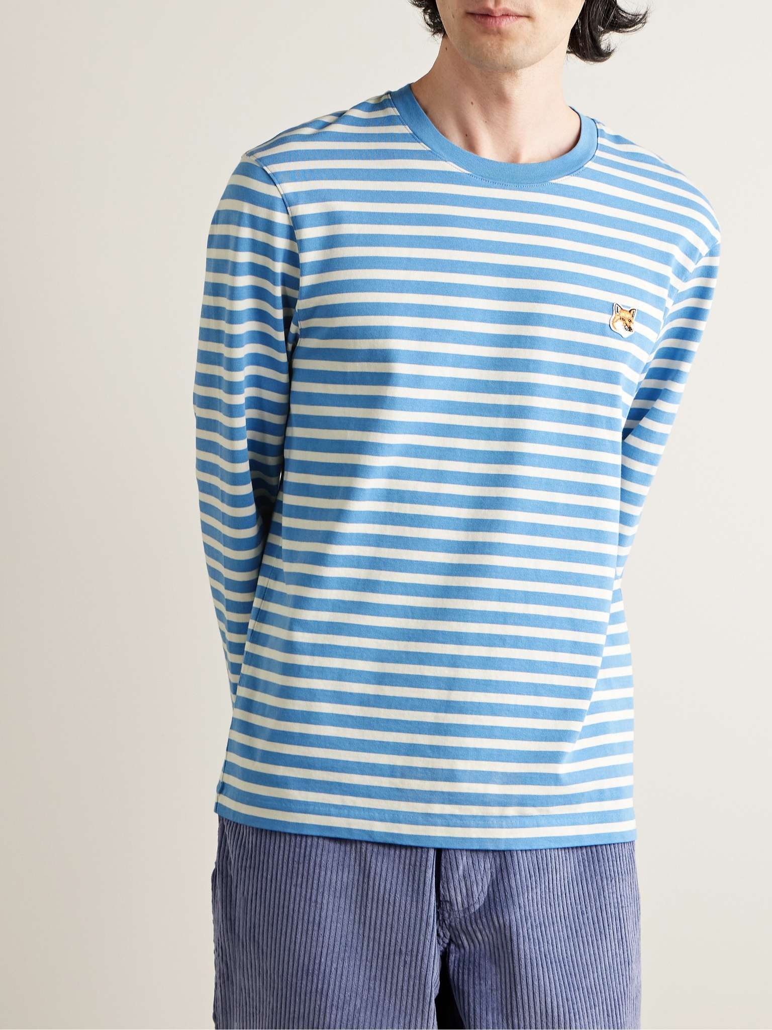 Logo-Appliquéd Striped Cotton-Jersey T-Shirt - 3