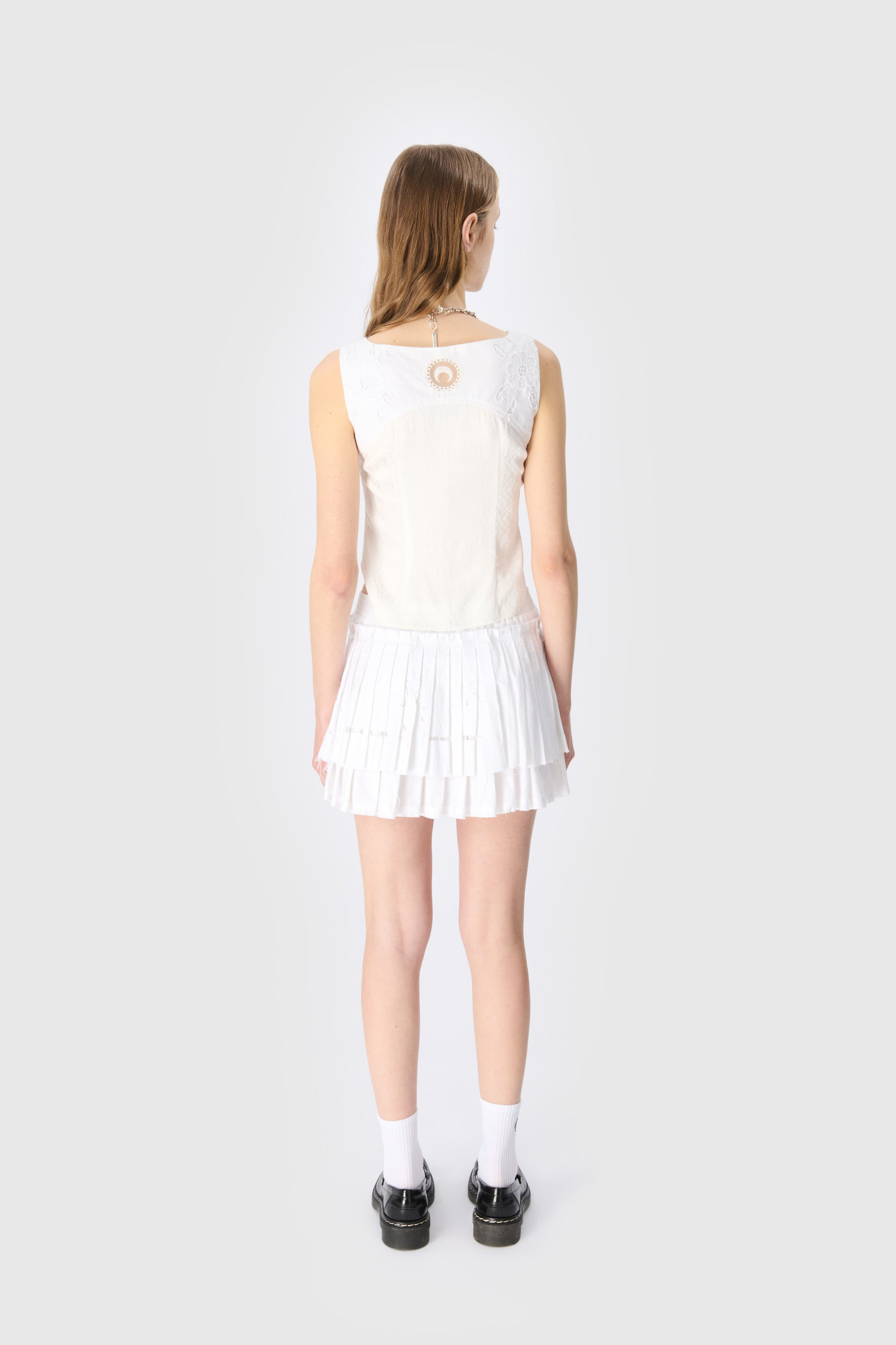 Upcycled Household Linen Pleated Skirt - 3