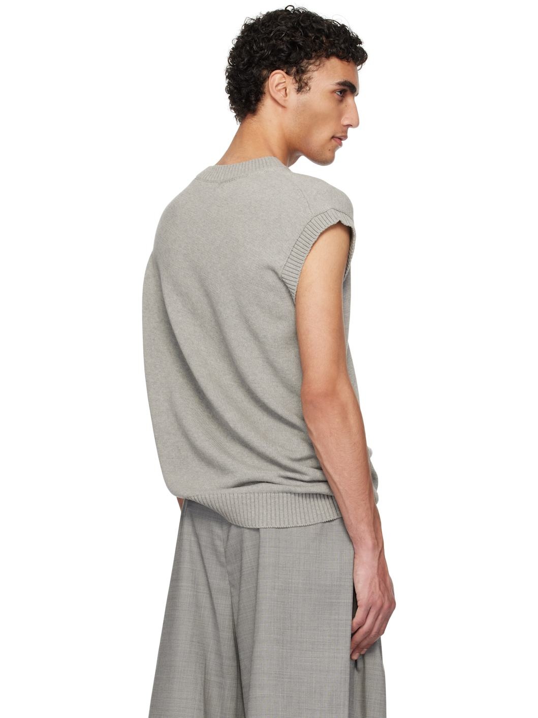 Gray V Neck Vest - 3