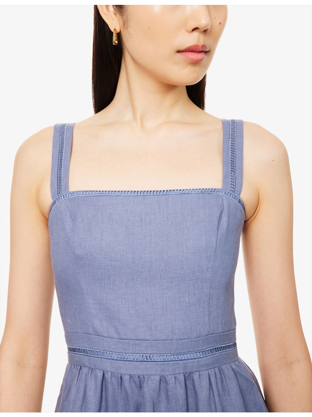 Everett Square-Neck Linen Midi Dress - 5