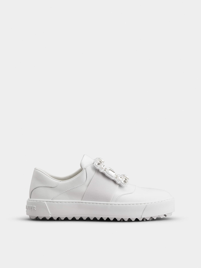 Very Vivier Strass Buckle Sneakers in Leather - 1