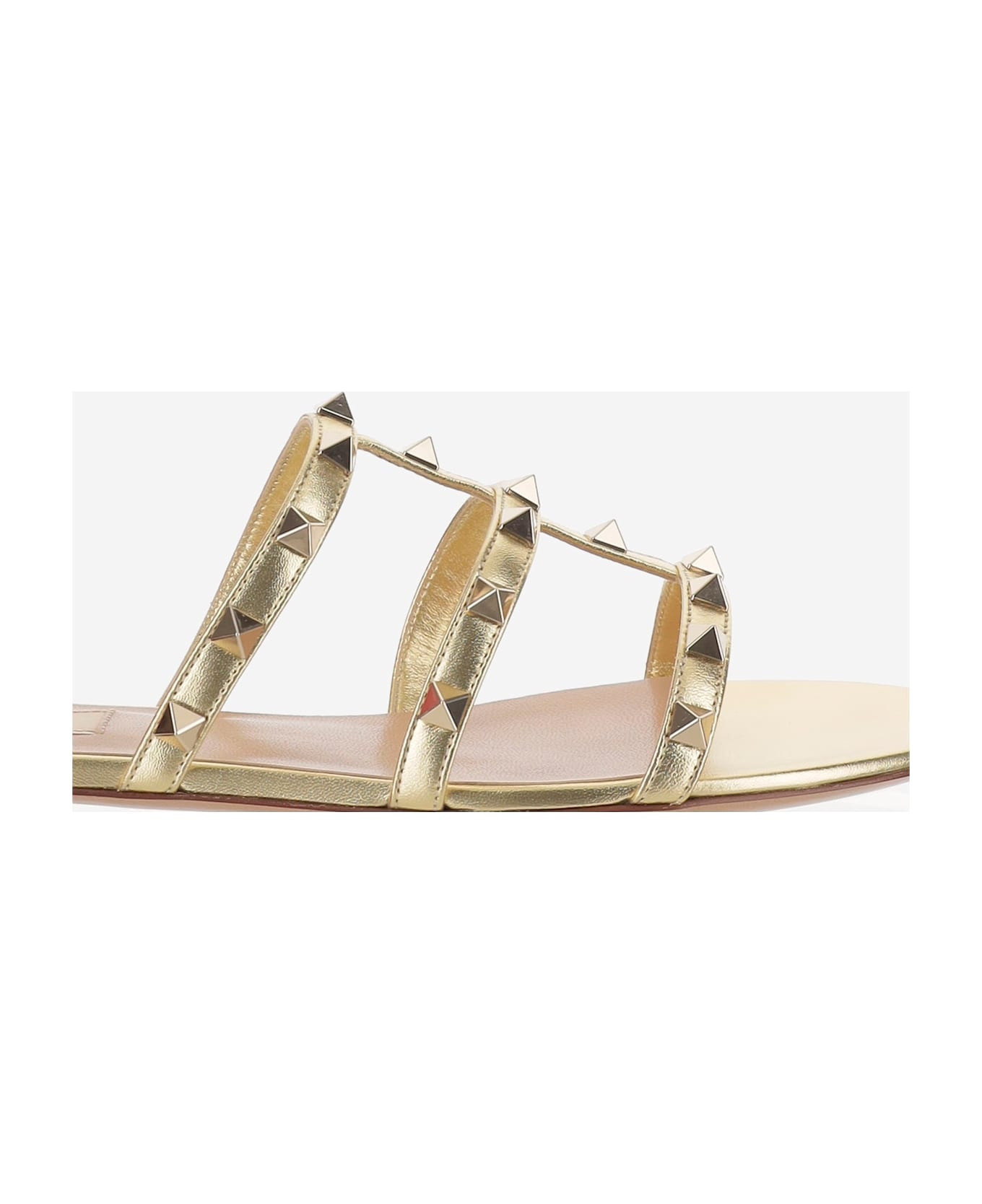 Leather Rockstud Slide Sandals - 5