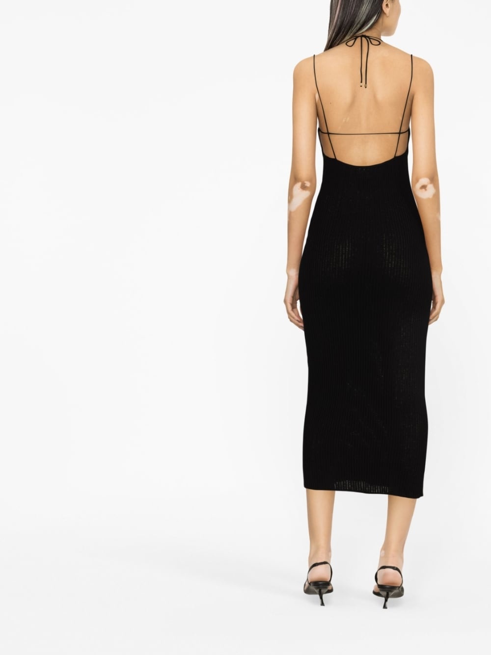 logo-plaque ribbed dress - 3