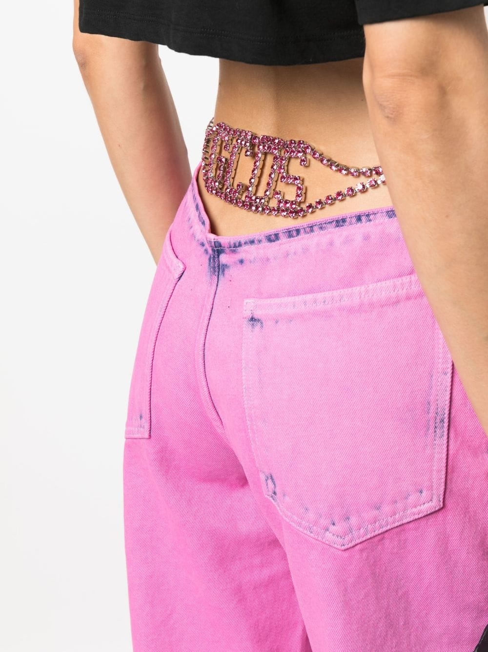 Bling logo-embellishment jeans - 5