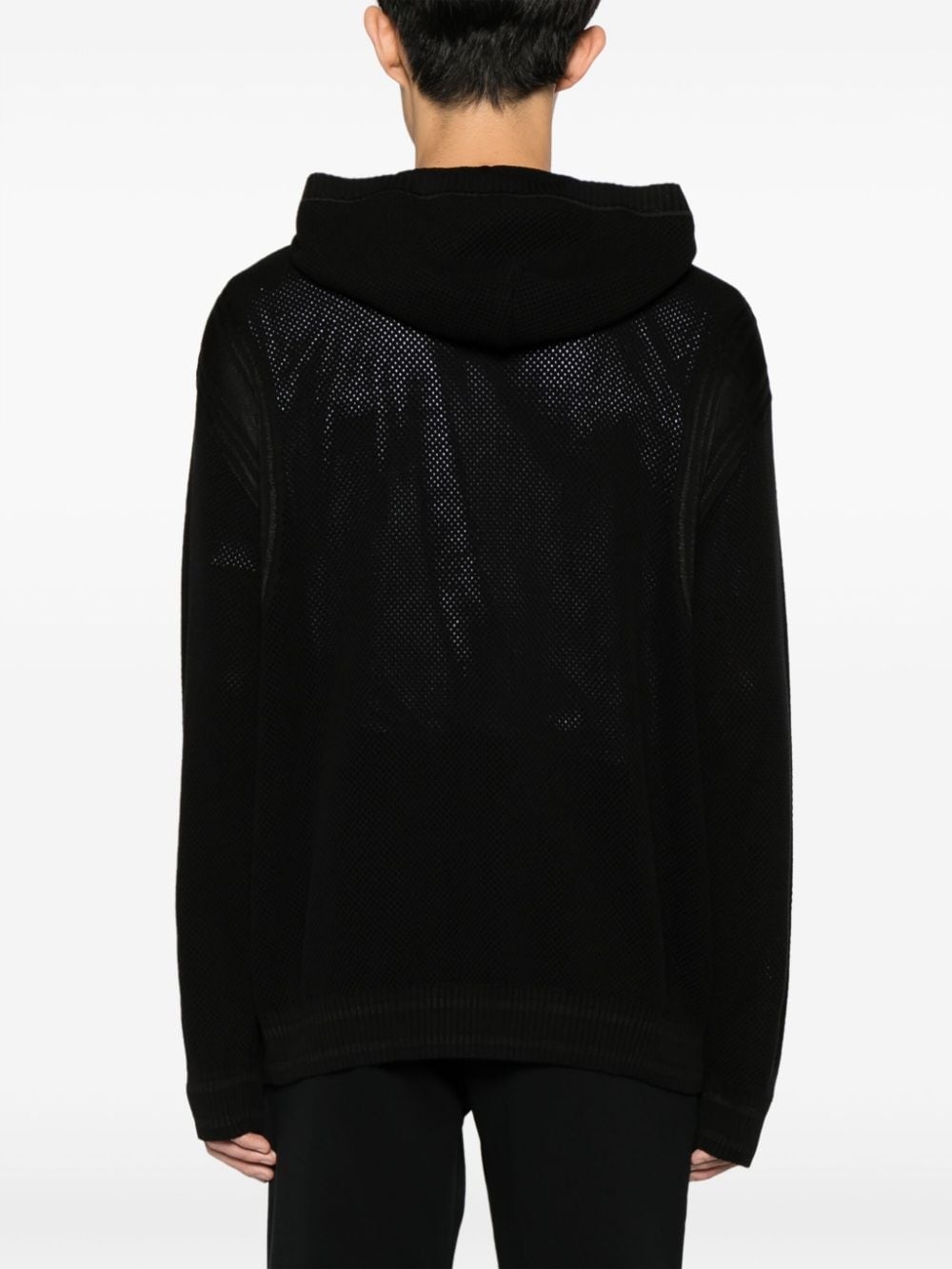 logo-patch open-knit hoodie - 4