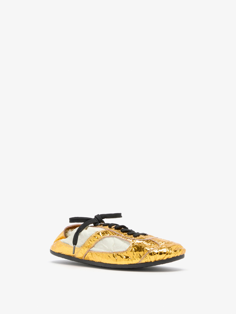 Soft Track Sneakers in Crinkle Gold Nylon - 1