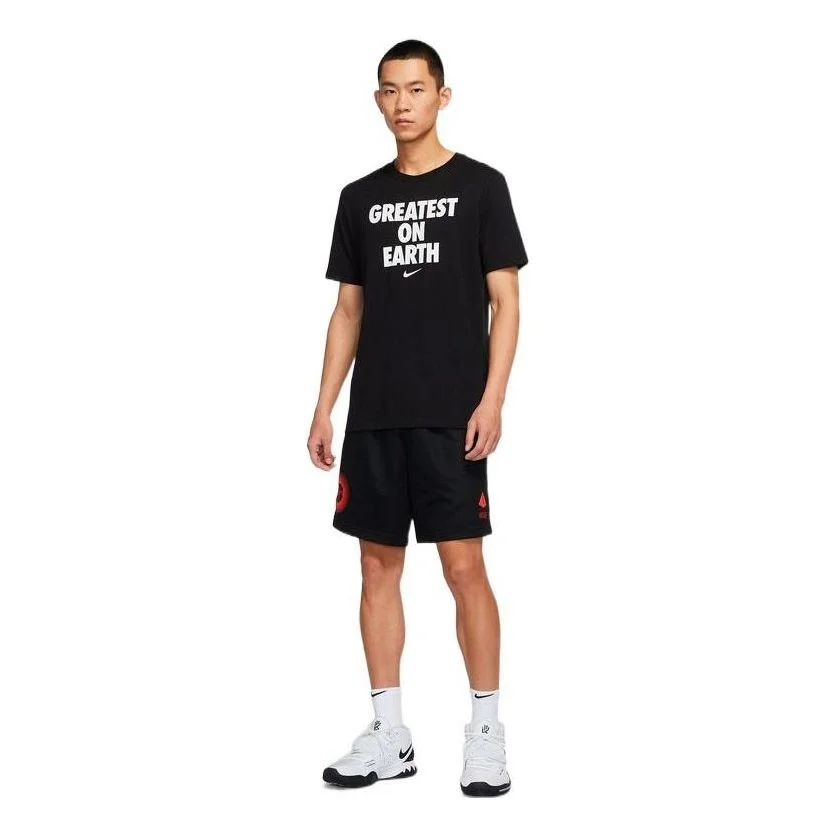 Men's Nike Greatest On Earth Alphabet Logo Printing Casual Short Sleeve Black DJ3716-010 - 1