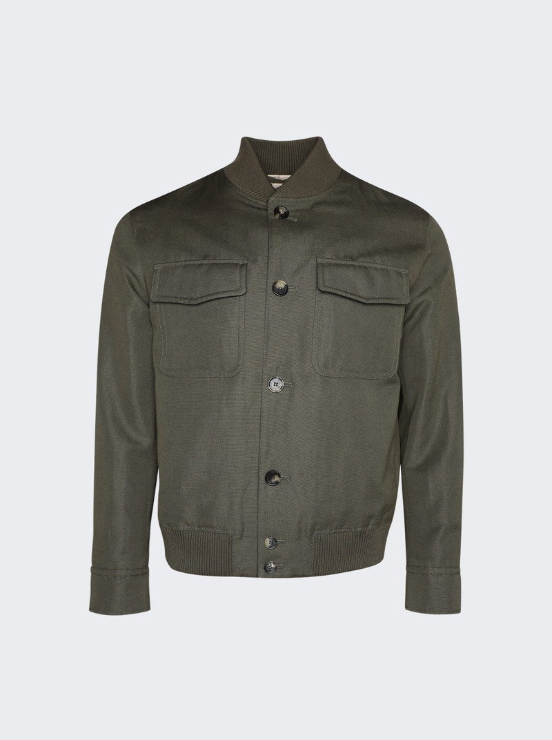 Kiku Cotton Linen Bomber Jacket Leaf Tea 1