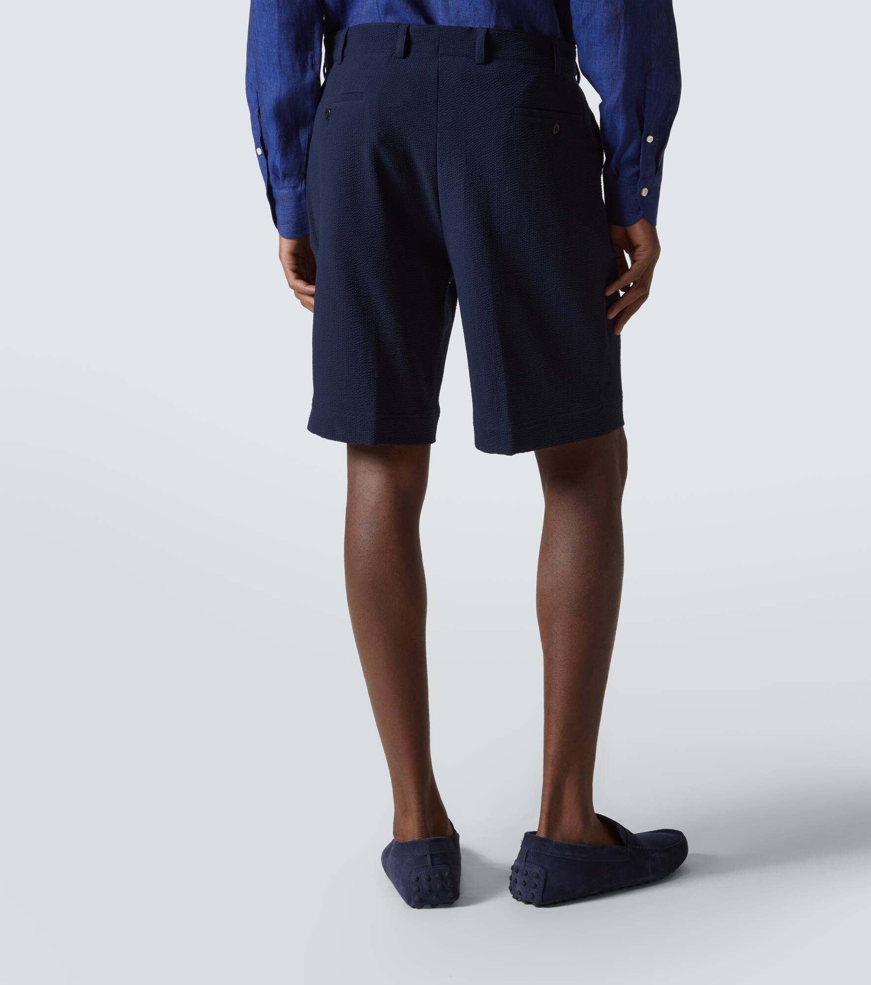 Pleated wool seersucker shorts - 4