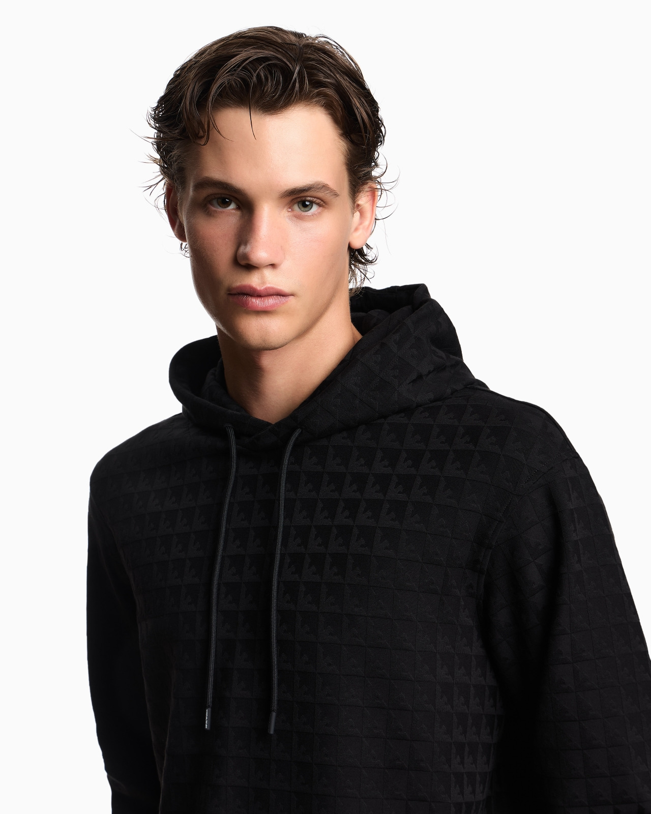 ASV LYOCELL-BLEND JACQUARD JERSEY HOODED SWEATSHIRT WITH REPEATED EAGLE MOTIF - 5