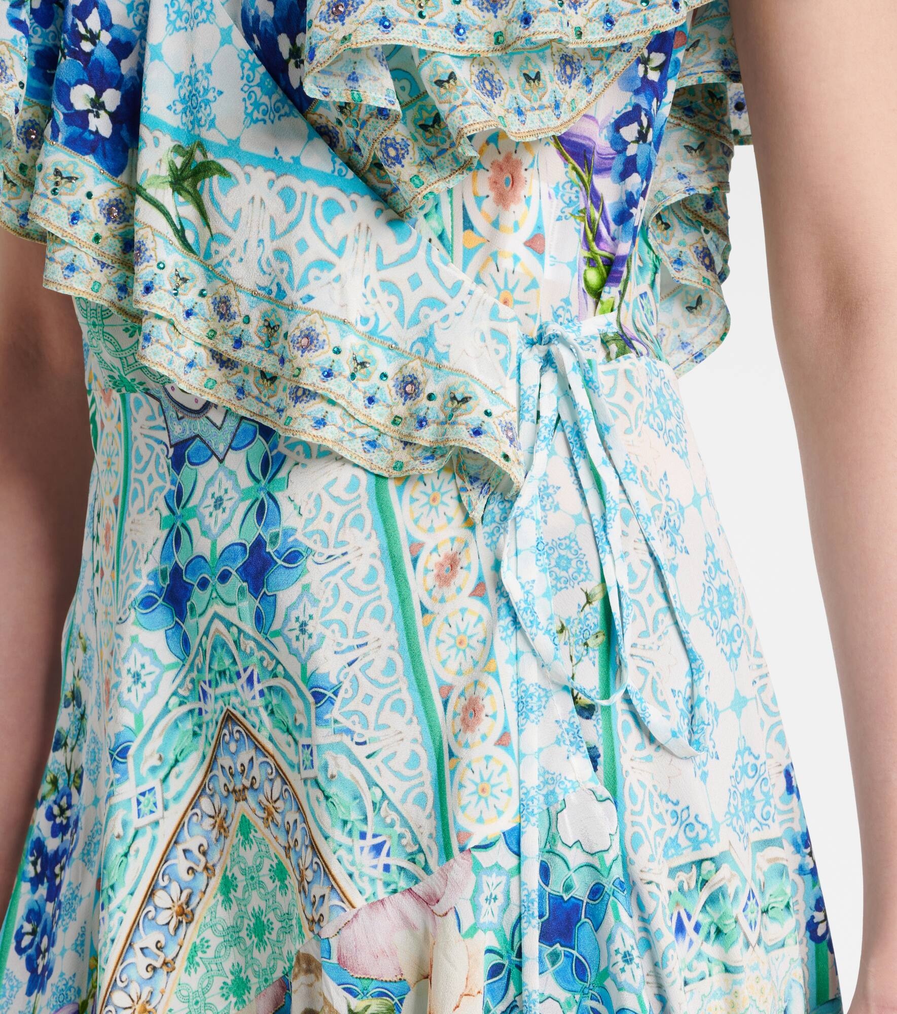 Crystal-embellished silk wrap dress - 5