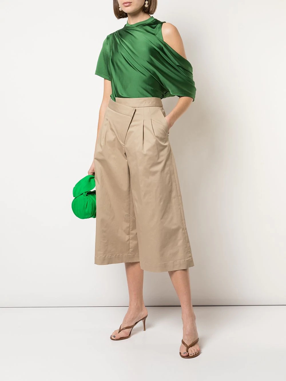 cropped pleated wide-leg trousers - 2