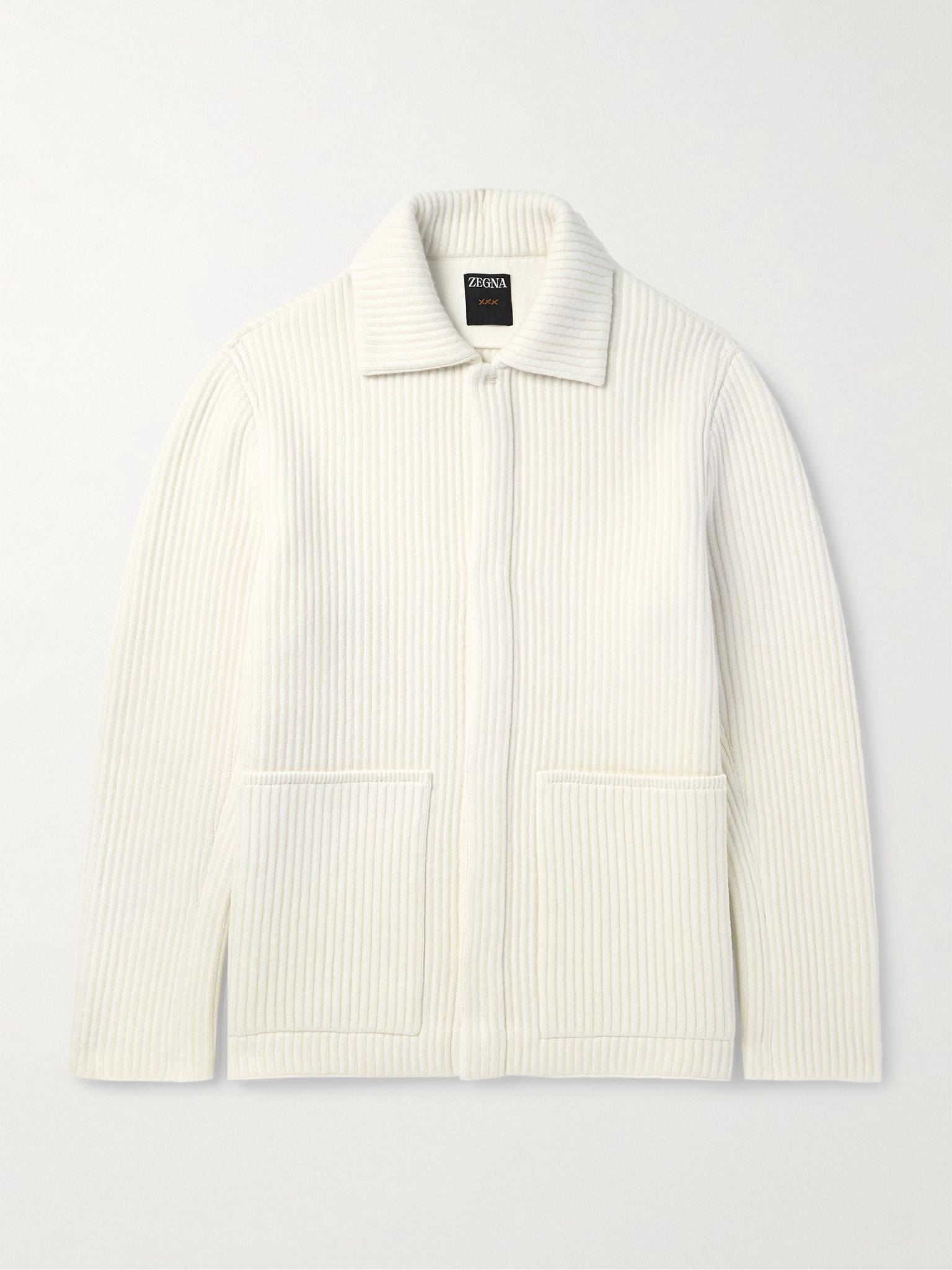 Ribbed Wool and Cashmere-Blend Jacket Neutral - 1