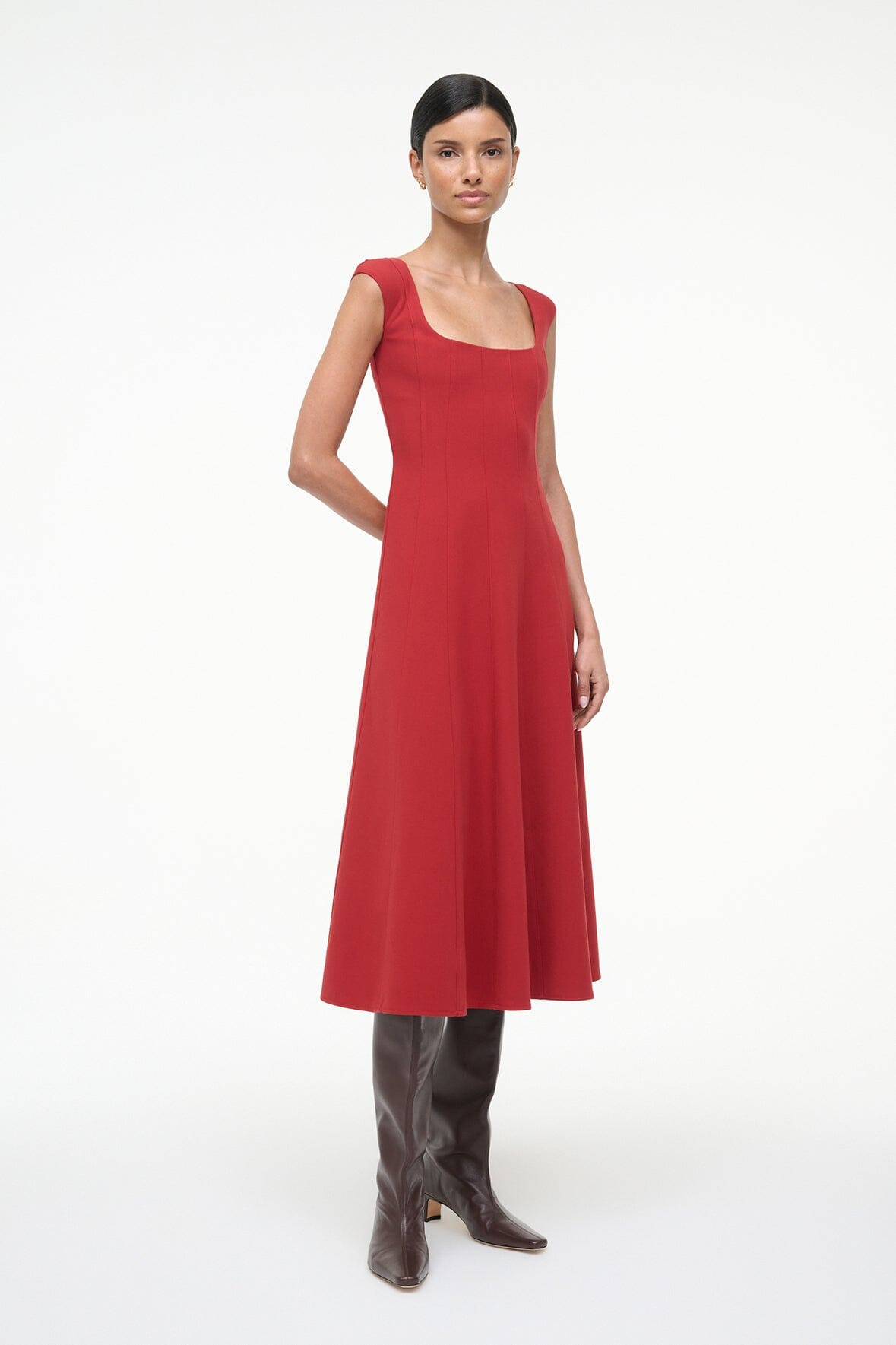 STAUD CHARLOTTE DRESS ROUGE - 4