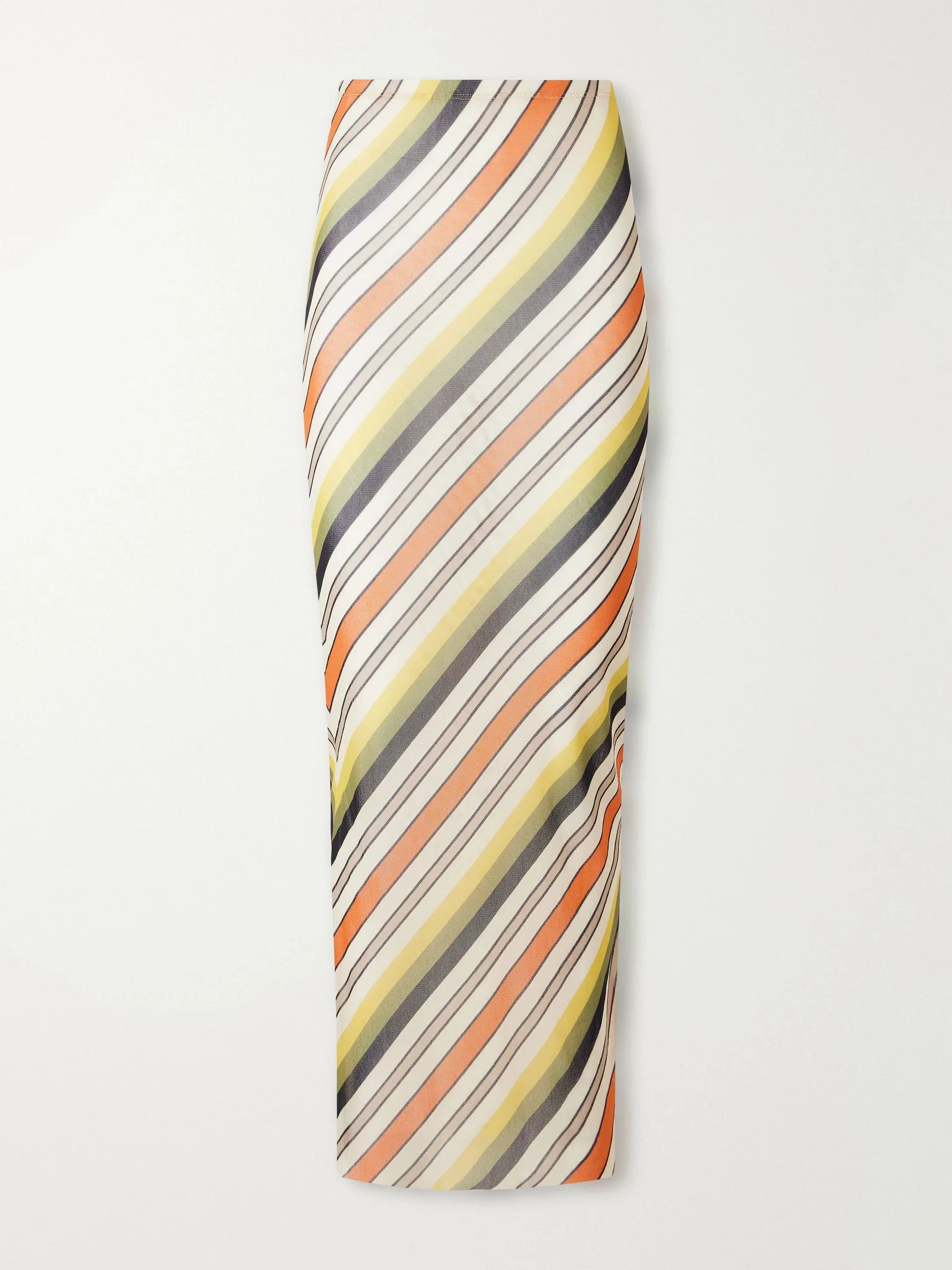 Retro Stripe printed mesh maxi skirt Yellow - 1