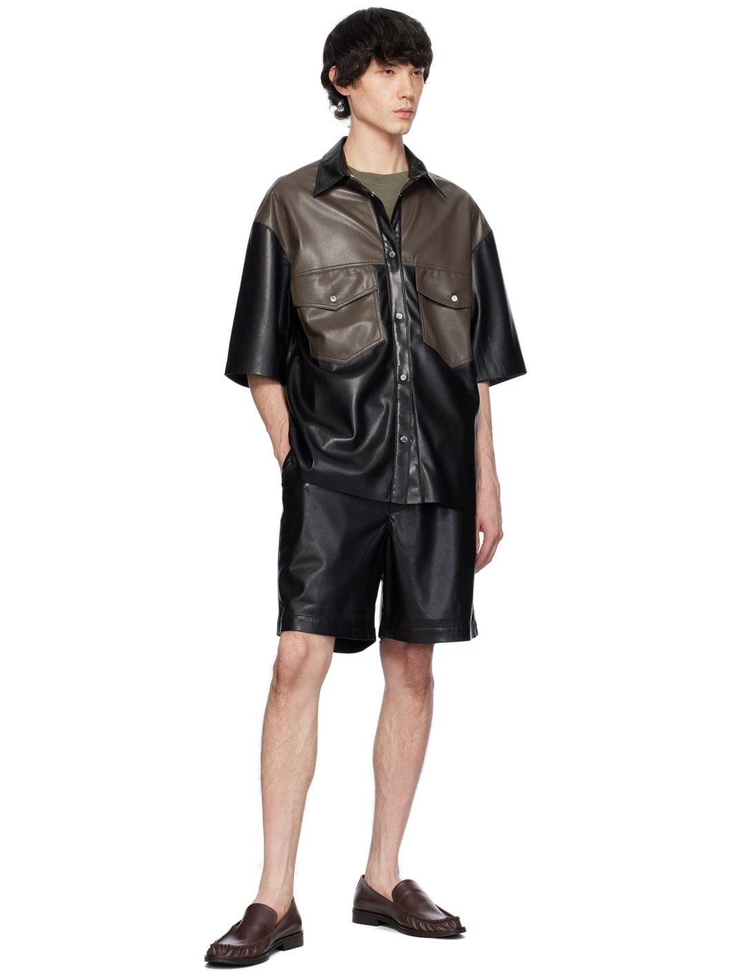 Black Doxxi Vegan Leather Shorts - 4