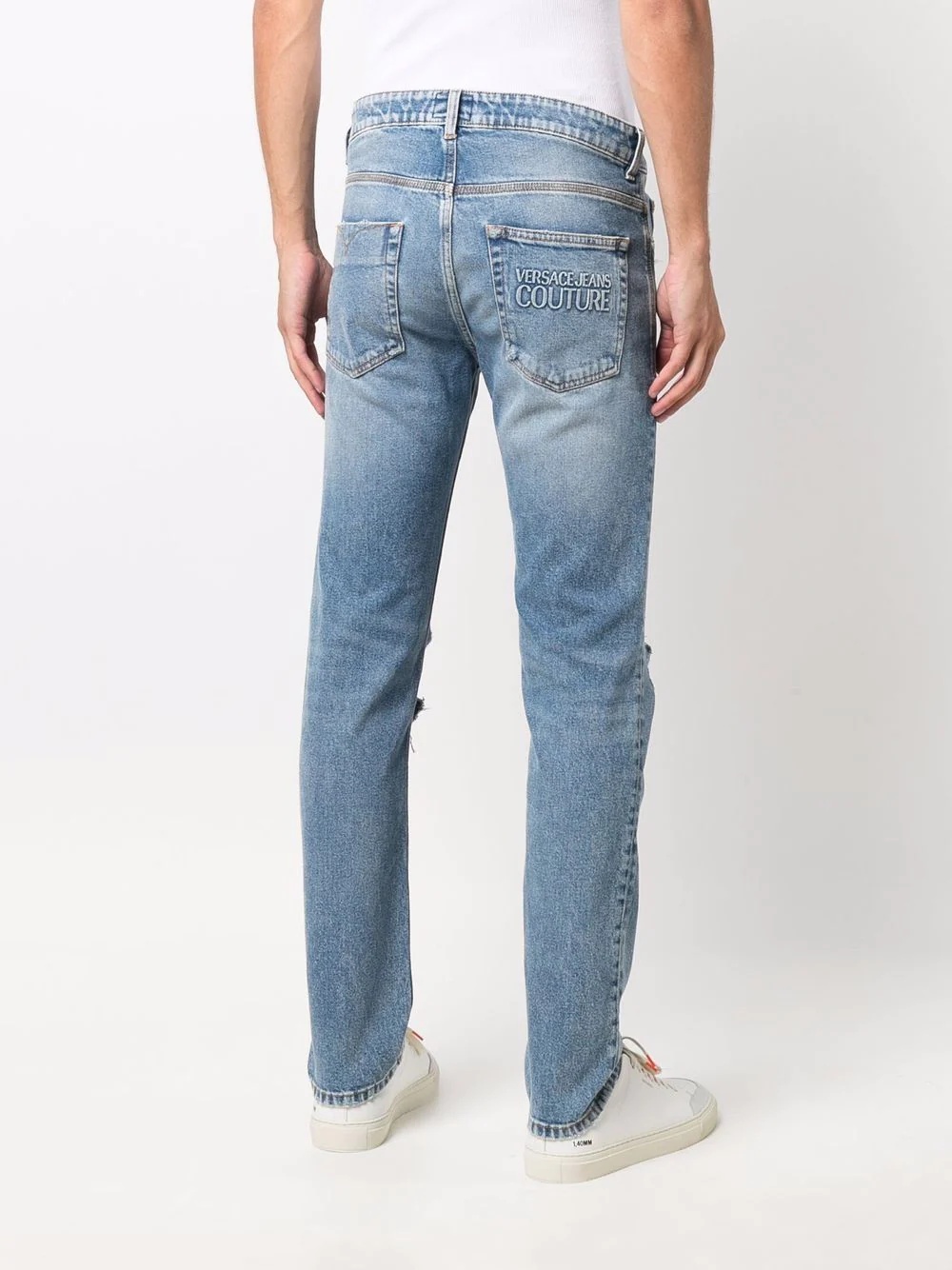 distressed straight-leg jeans - 4