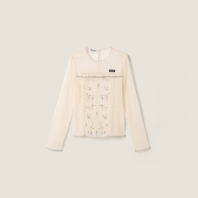 Embroidered tulle top 1