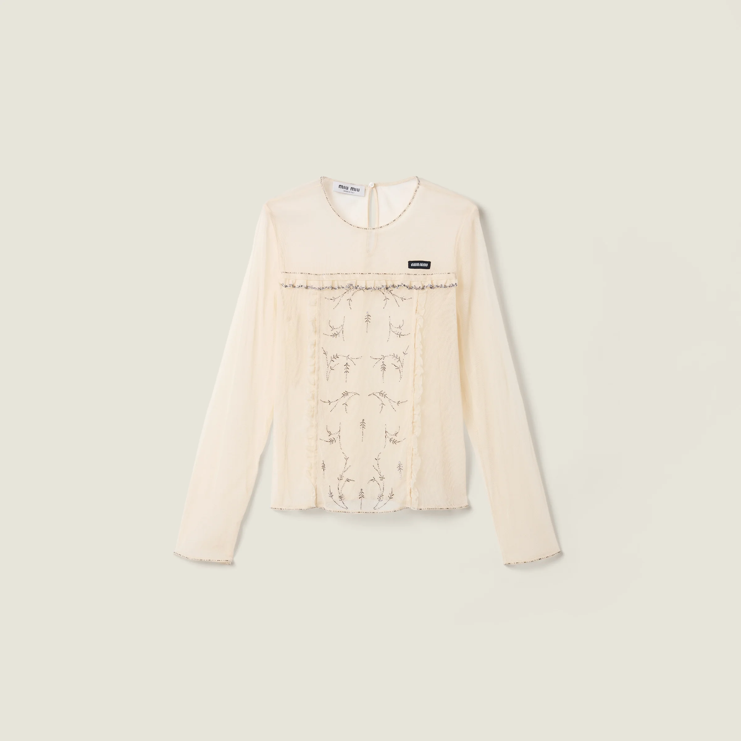Embroidered tulle top - 1