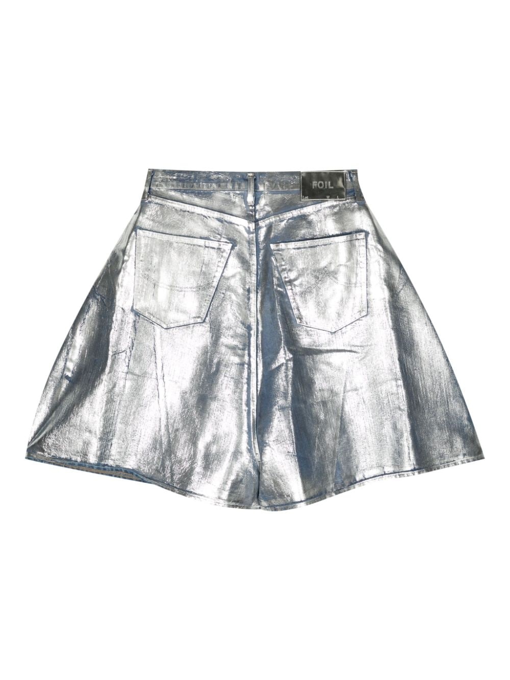 metallic-finish denim shorts - 2