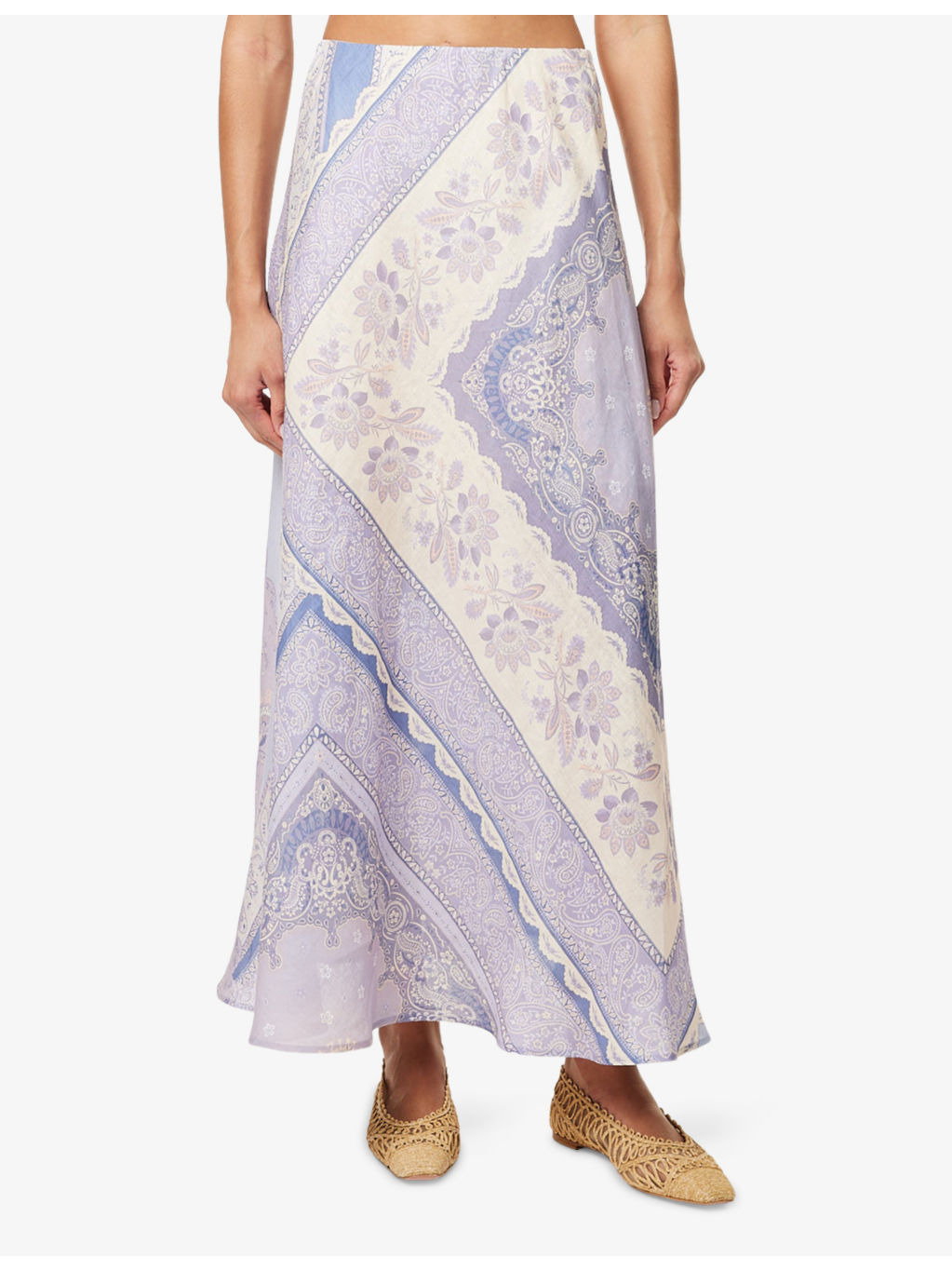 Lucky Bias-Cut Linen Maxi Skirt - 3