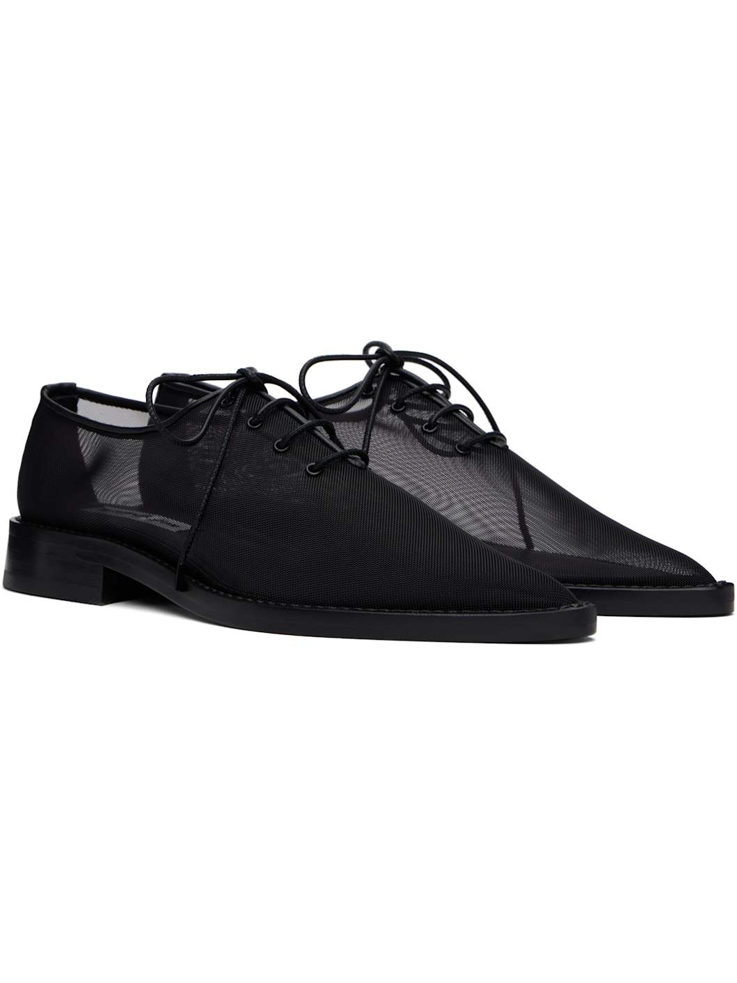 Black Mesh Lace Up Derbys - 4