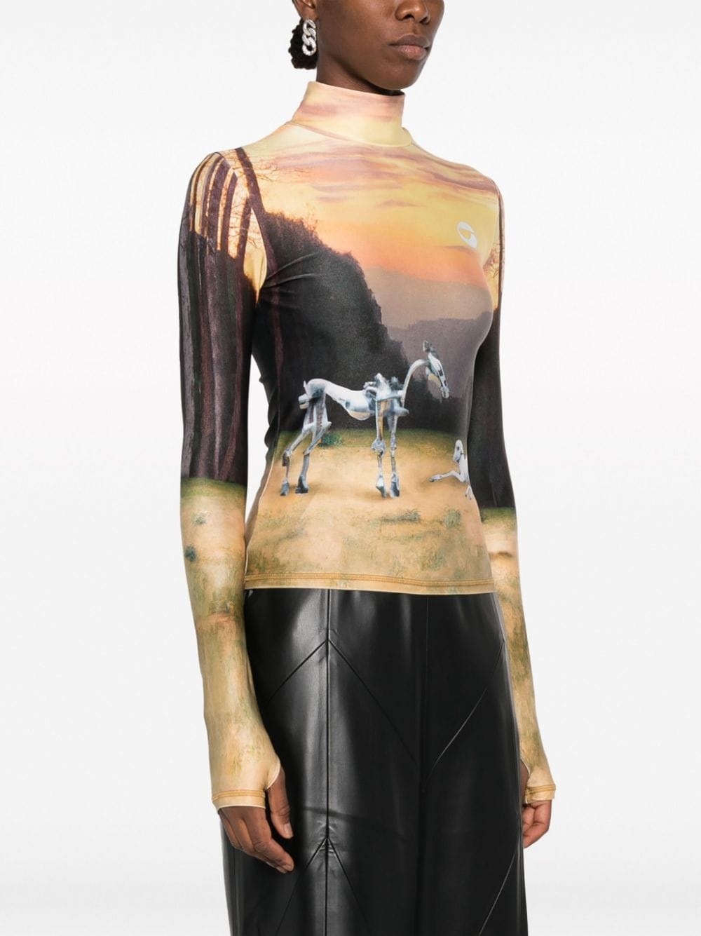 graphic-print high-neck top - 3