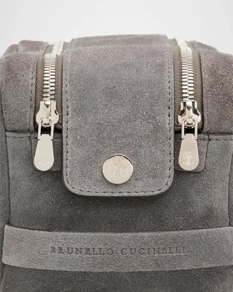 Men's Leather Wide-Mouth Toiletry Bag 4