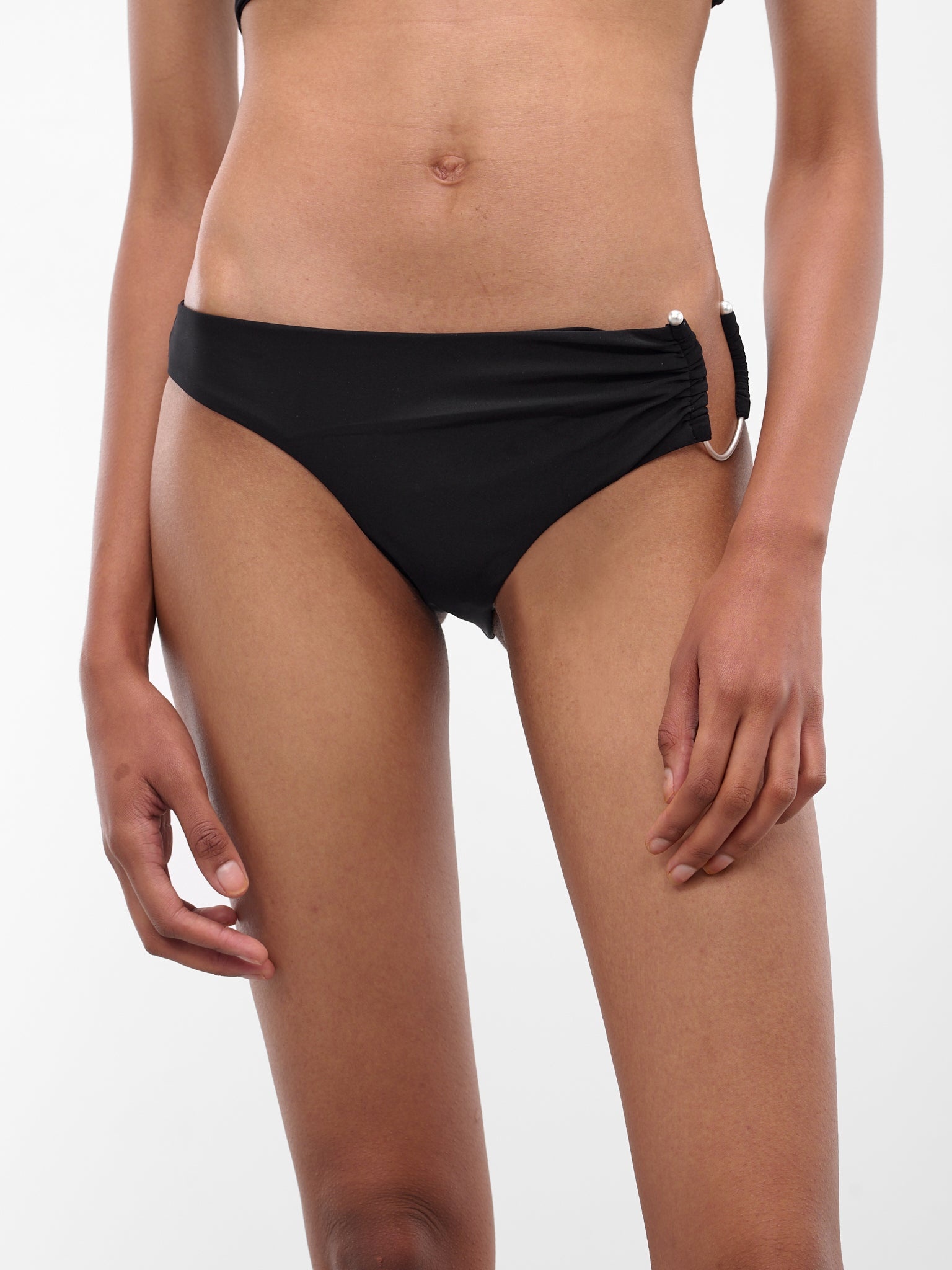 Black Ruched Crescent Side Briefs - 4