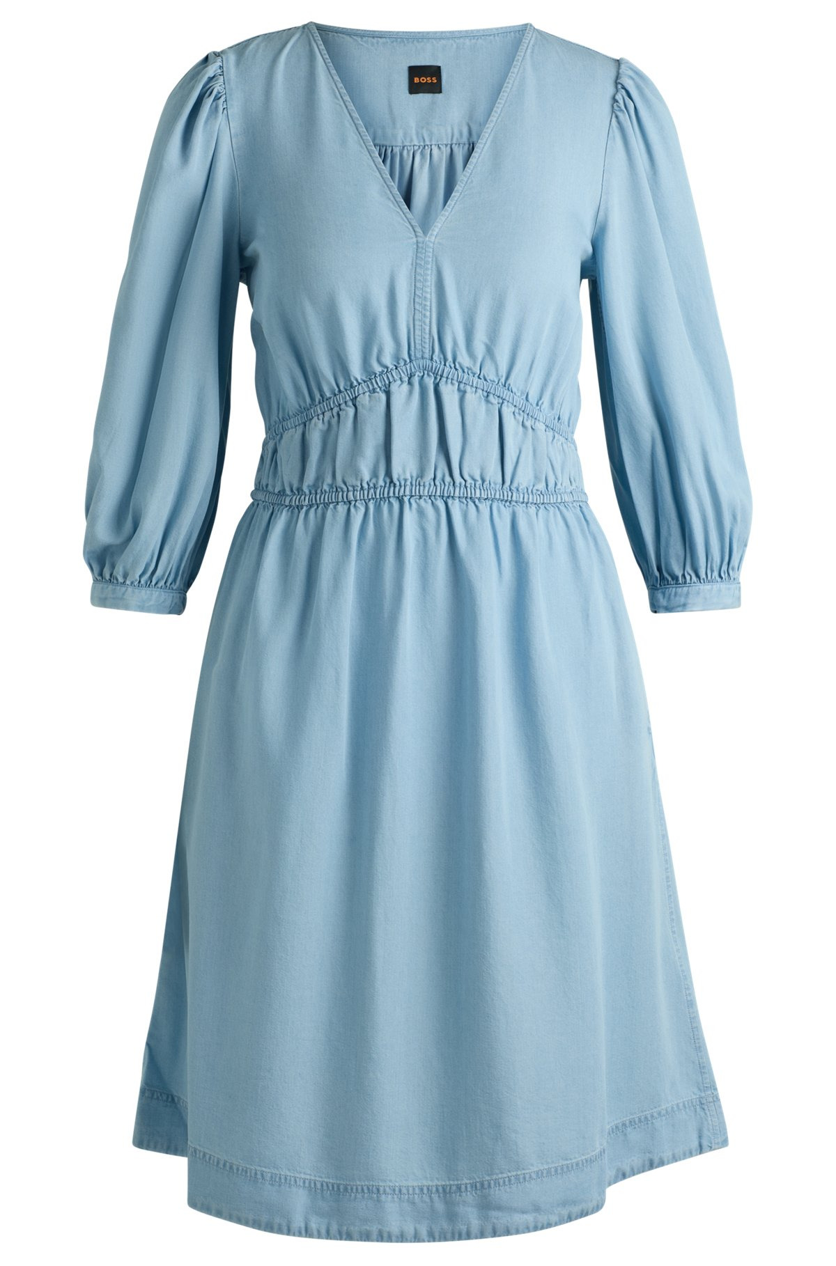 PUFF-SLEEVE DRESS WITH ELASTICATED WAIST - 1