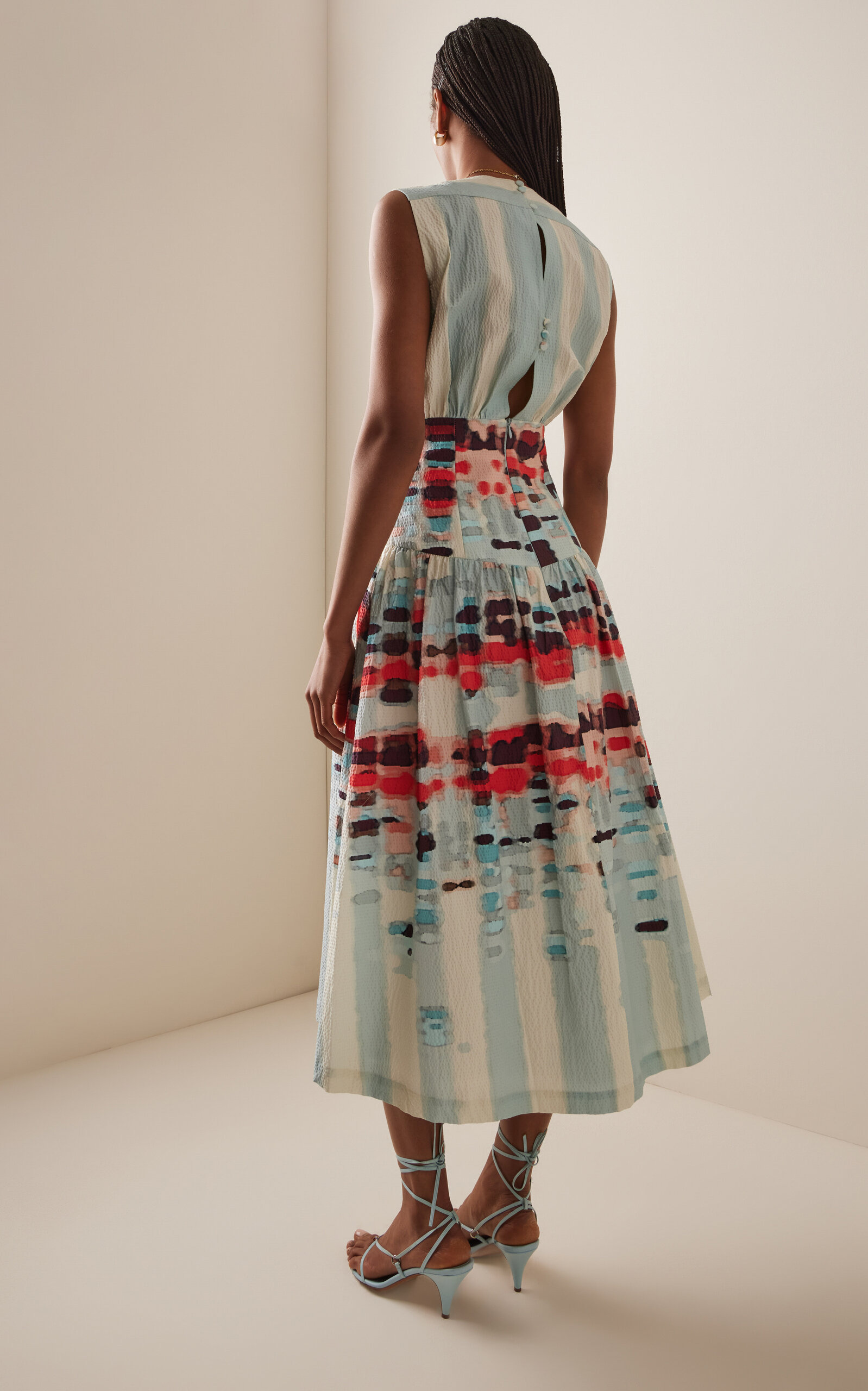 Jocelyn Pleated Stretch-Cotton Midi Dress multi - 4