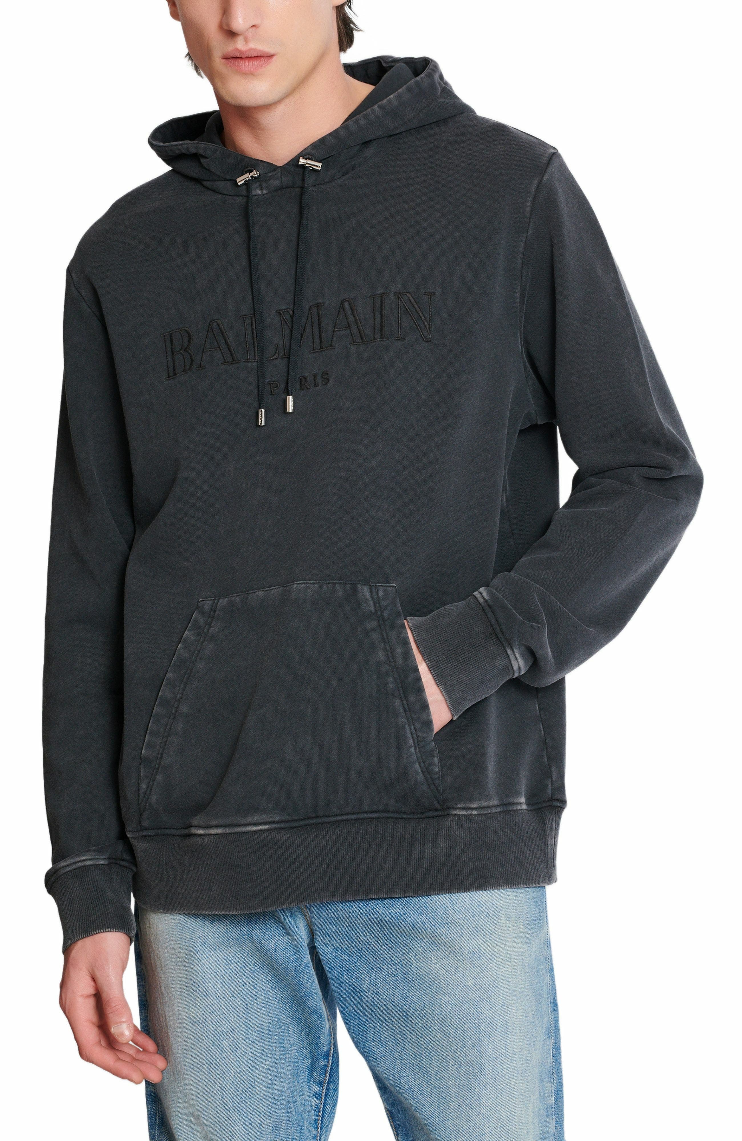 Vintage Balmain embroidered hoodie in Grey at Nordstrom - 4
