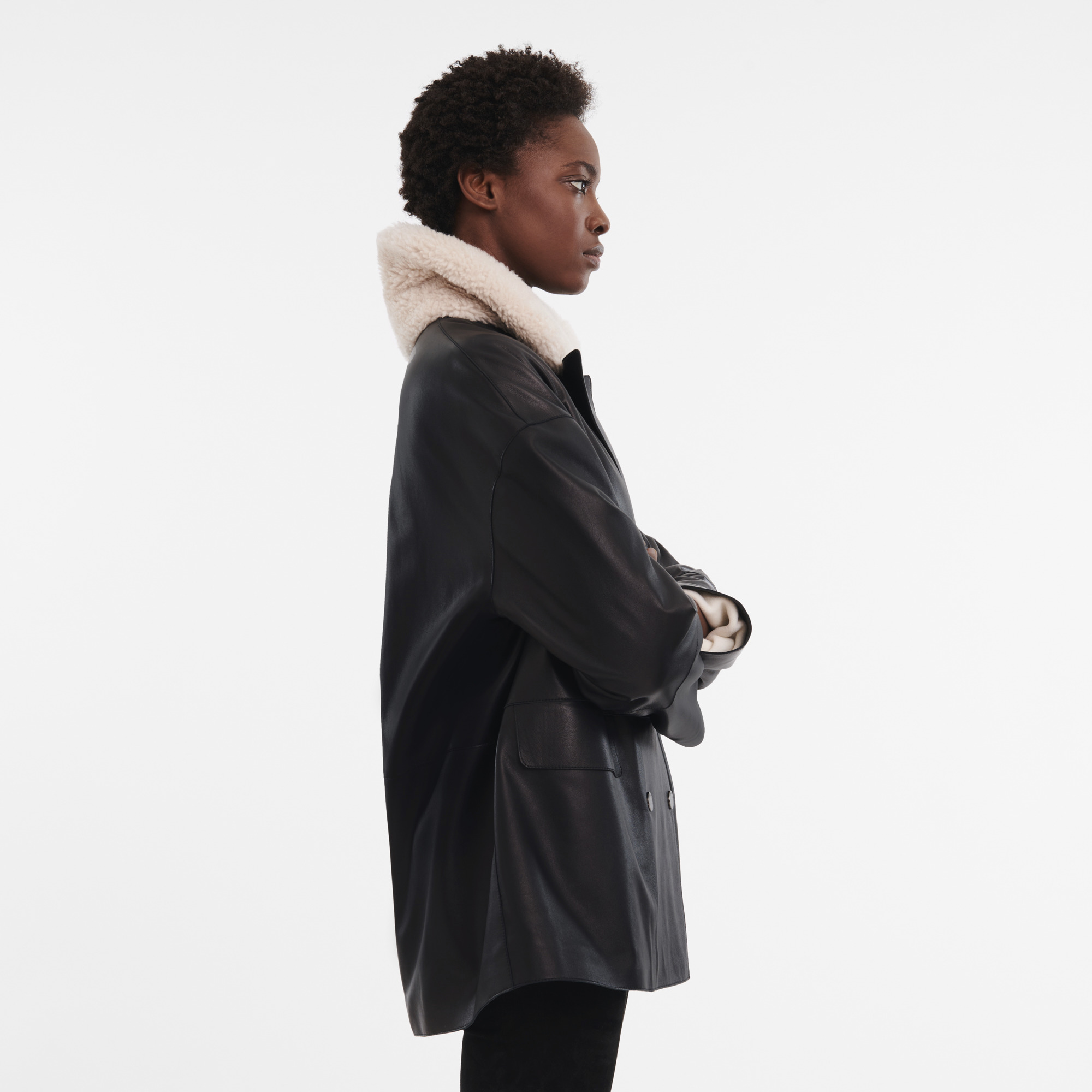 Pea coat Black - Leather - 4