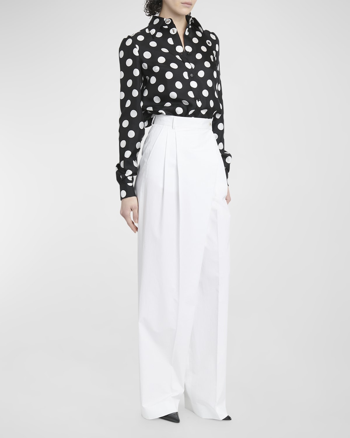 DG Polka-Dot Print Long-Sleeve Silk Twill Shirt - 3