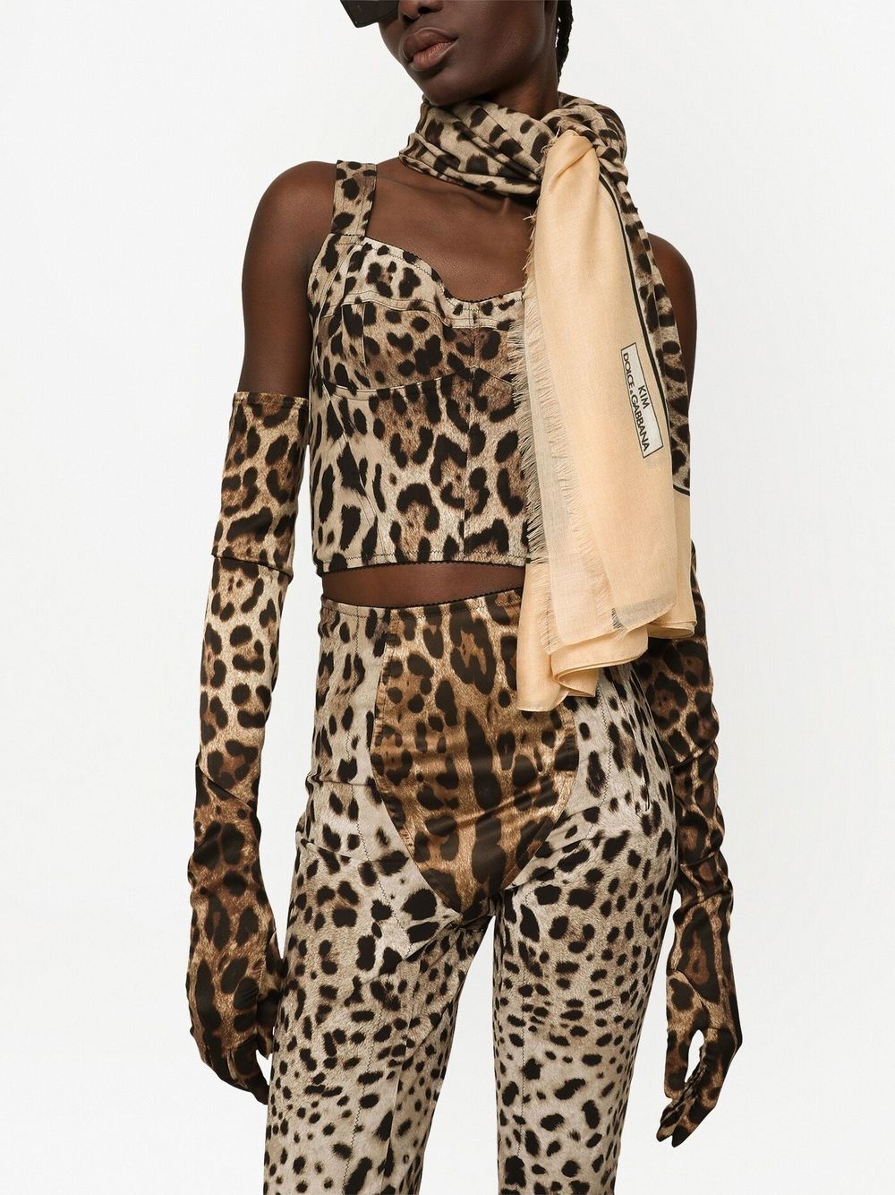 KIM DOLCE&GABBANA leopard-print silk scarf - 2