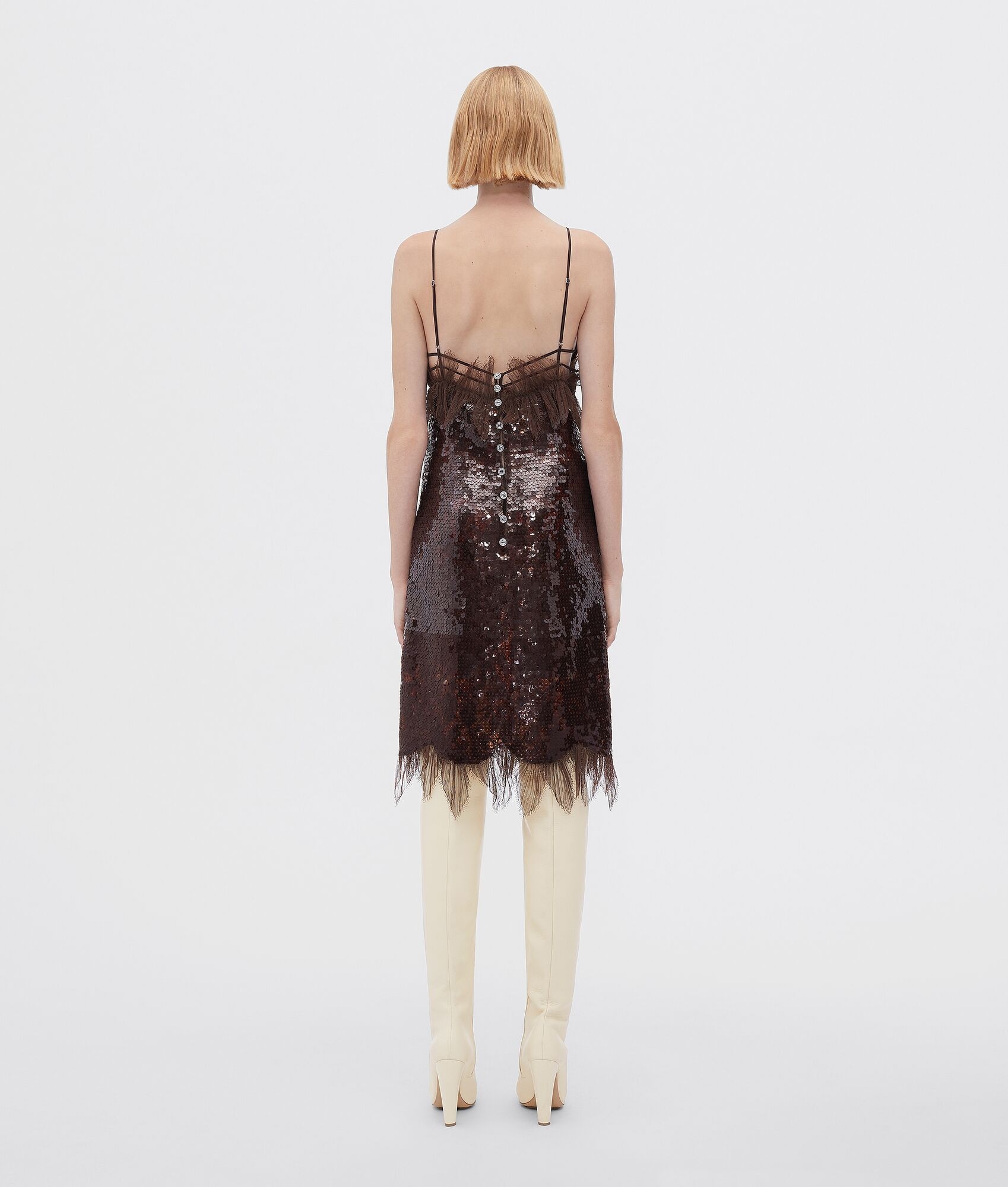 linen floral lace and sequins dress - 3