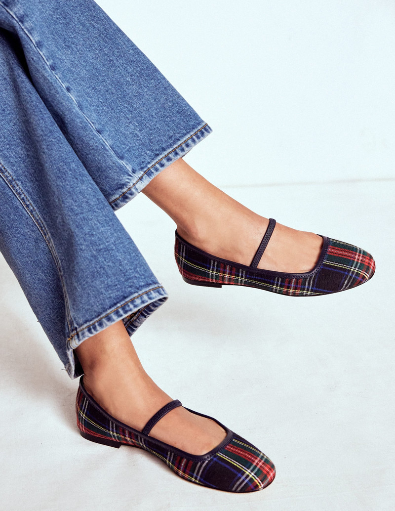 BODEN Thea Mary Jane Ballet Flats-Check outlook
