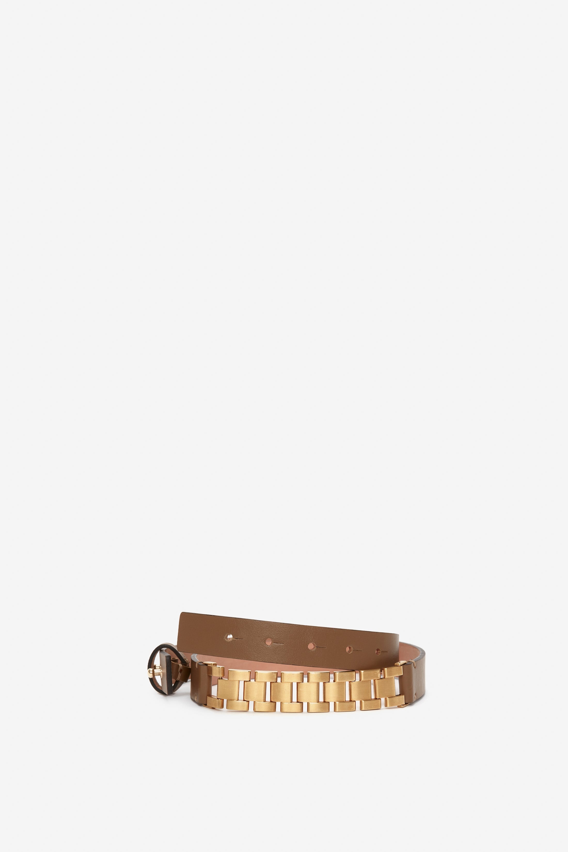 Watch Strap Detail Belt in Khaki-Brown - 4